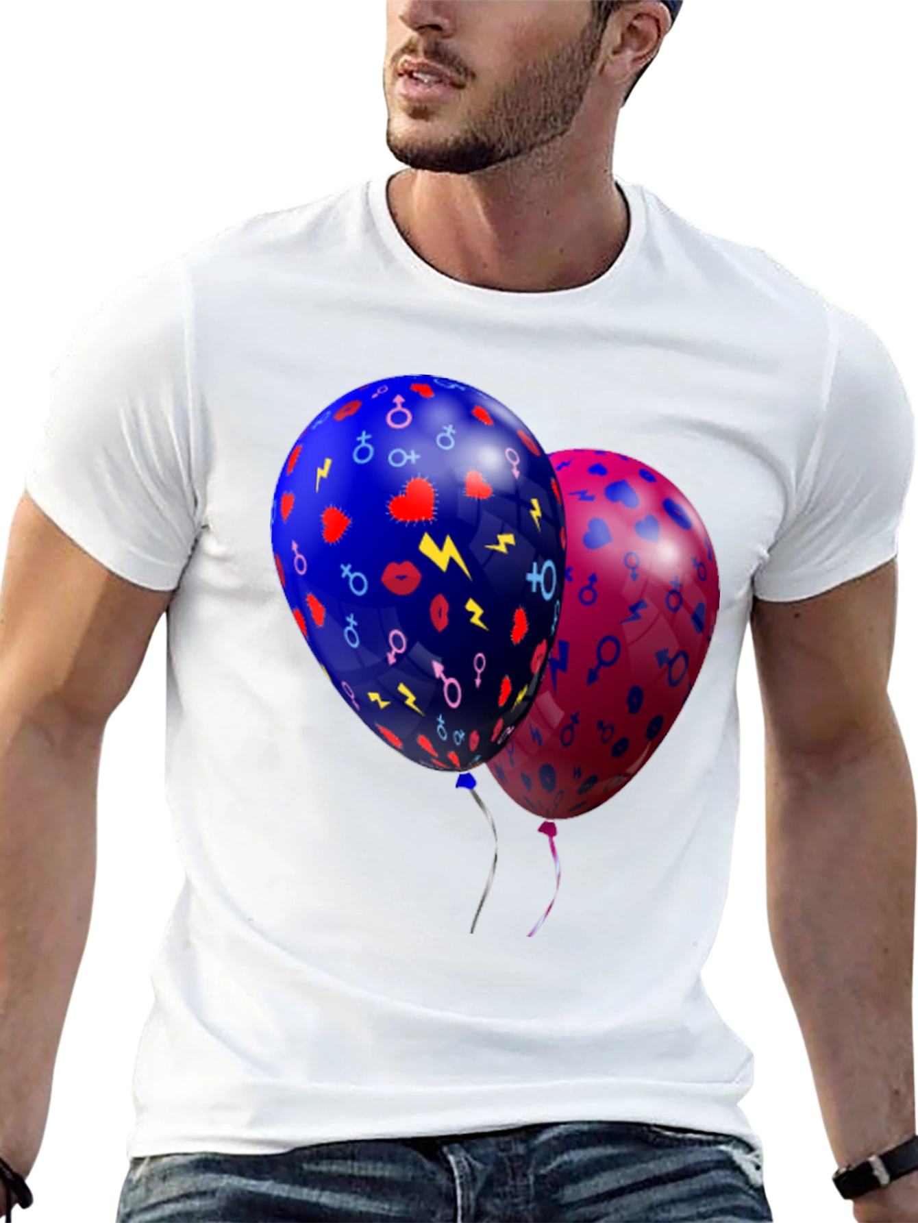 Stylish Balloons Graphic Black T-Shirt