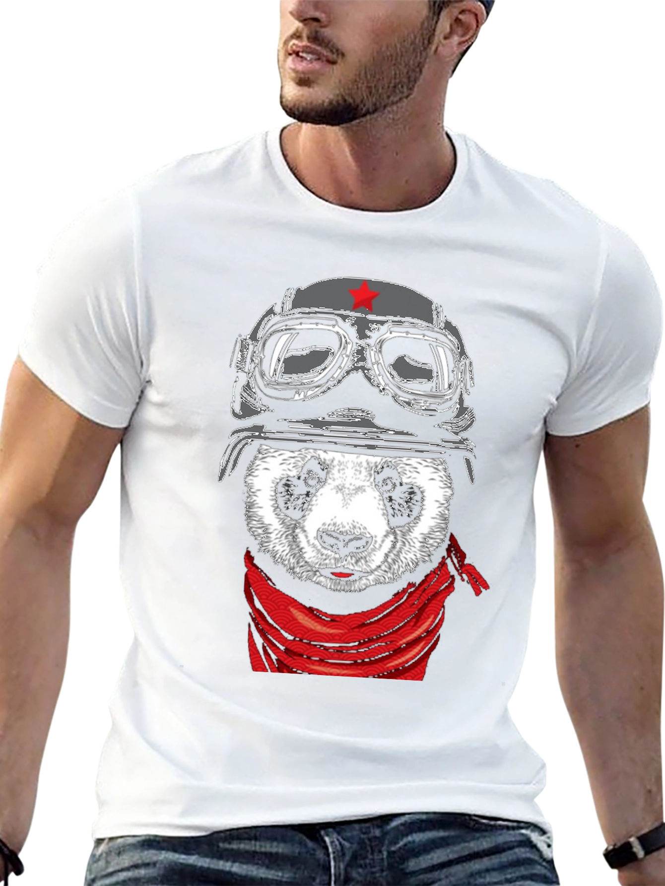Panda Biker T-Shirt - Cool Panda Design