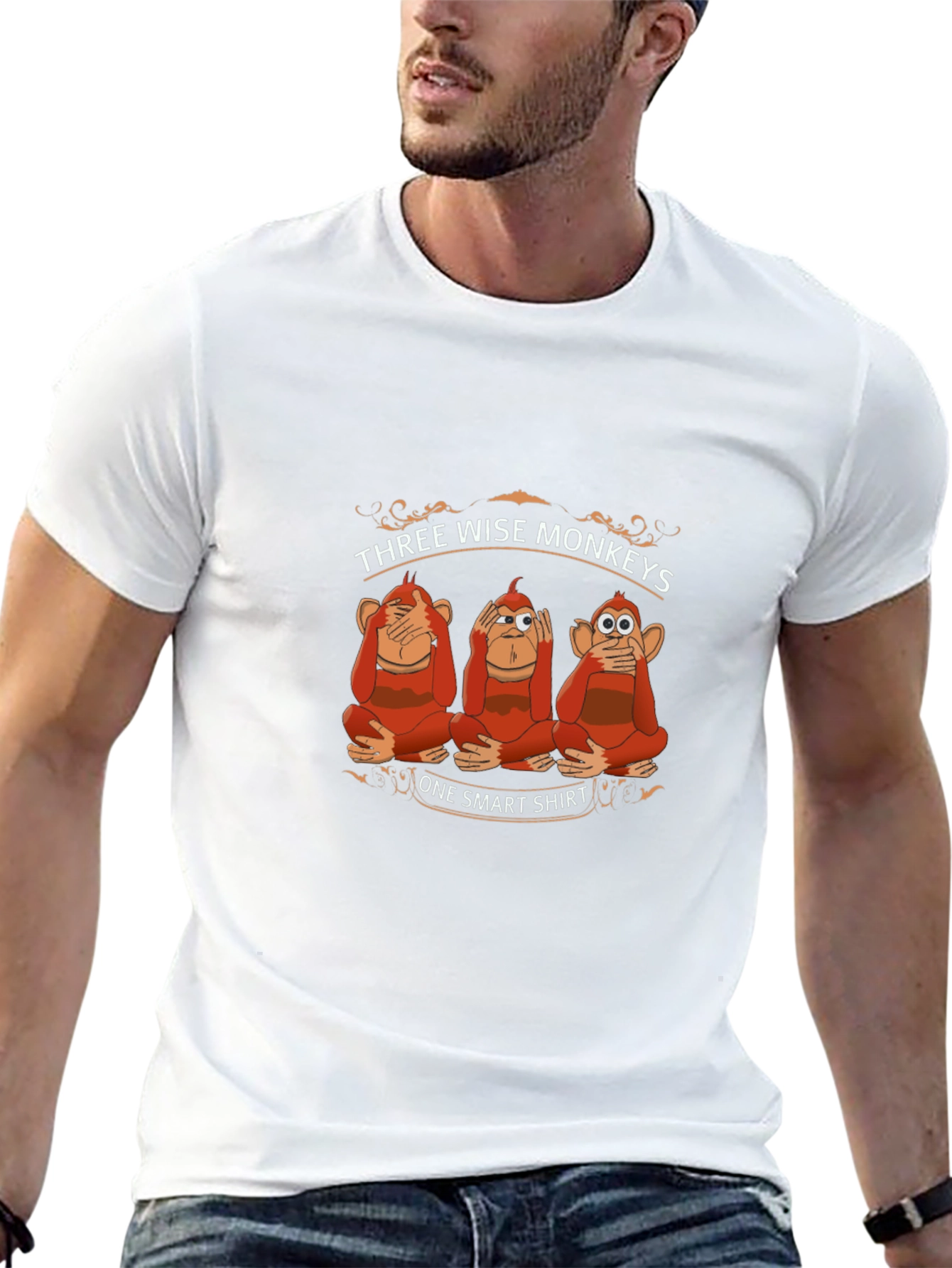 Three Wise Monkeys One Smart Shirt Black T-Shirt