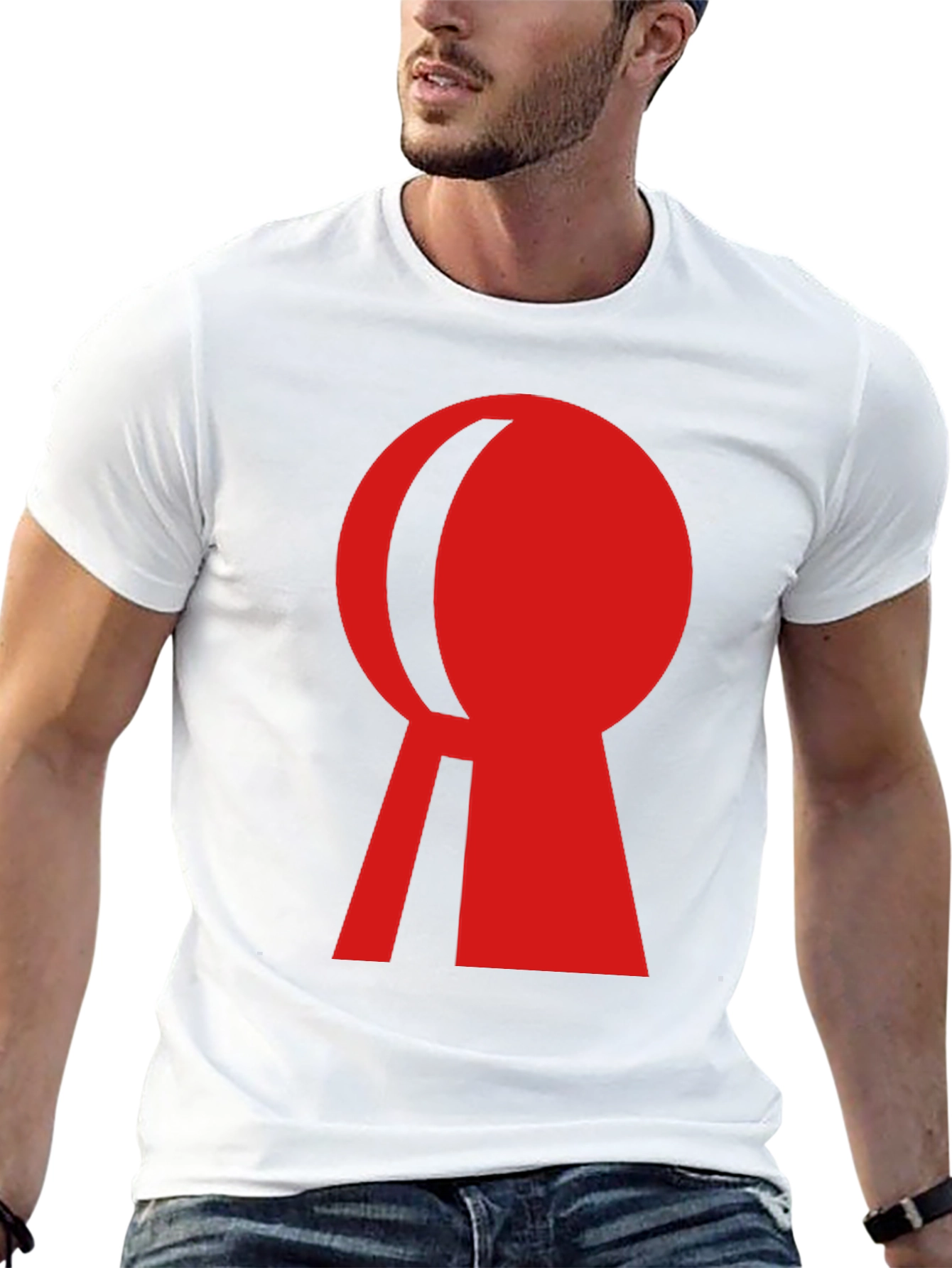 Red Keyhole Graphic Black T-Shirt