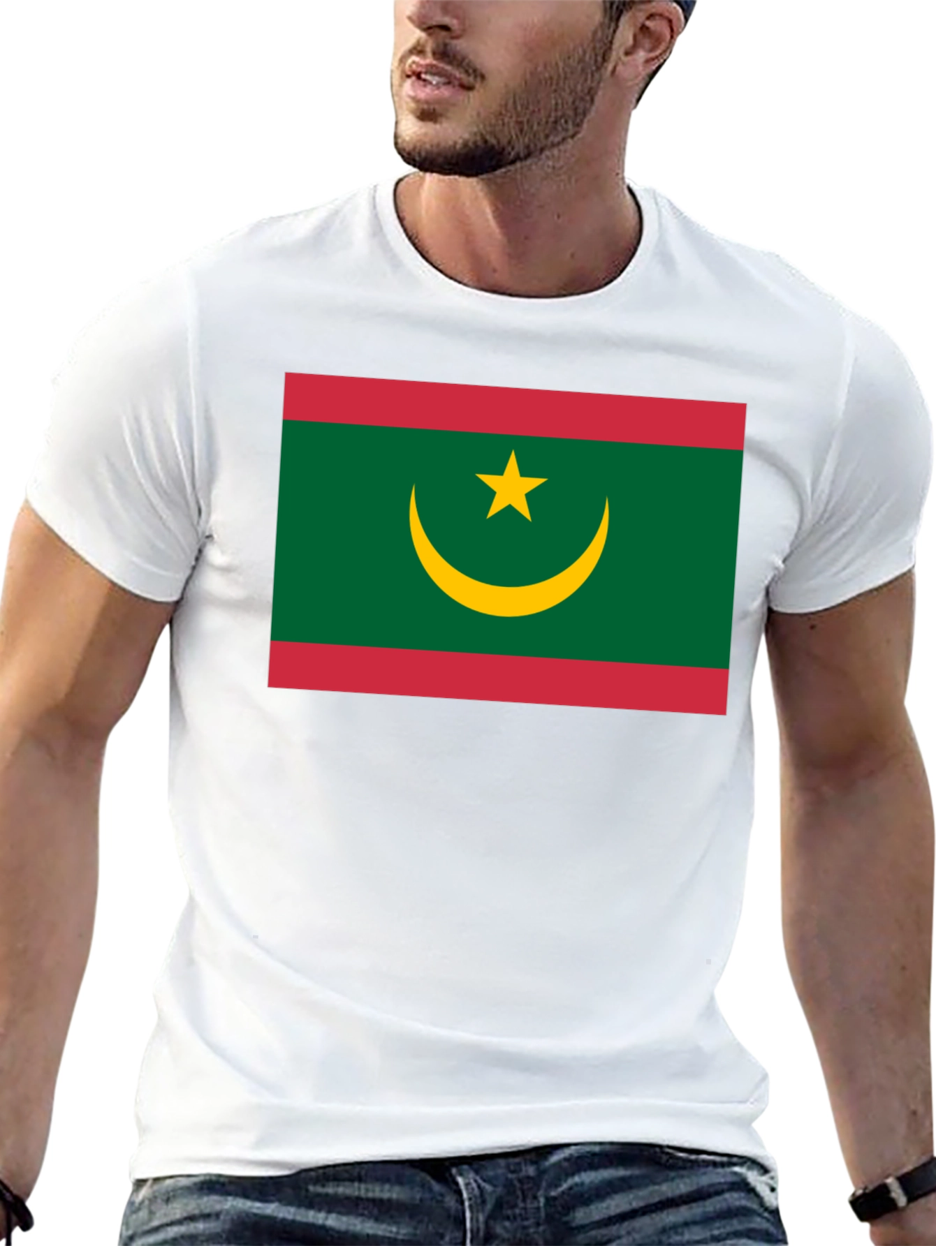 Mauritania Flag T-Shirt - Black Crew Neck Tee