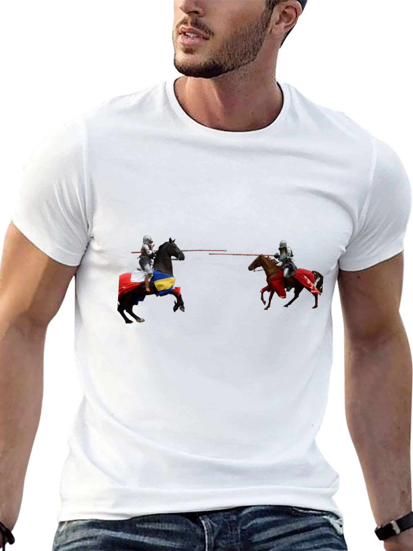 Jousting Knights Graphic T-Shirt - Black
