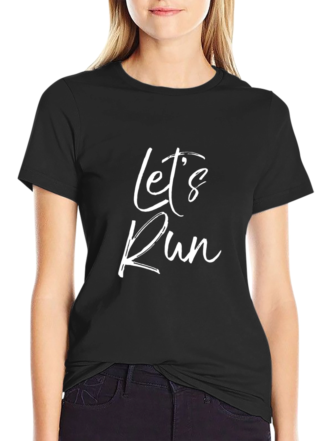 Lets Run Graphic T-Shirt - Black Cotton Tee