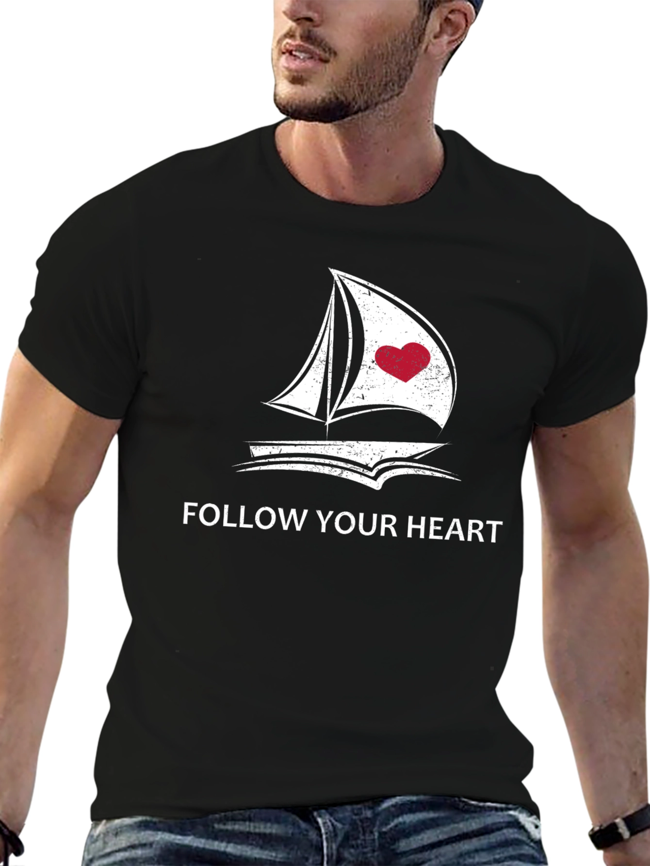 Follow Your Heart Graphic Black T-Shirt