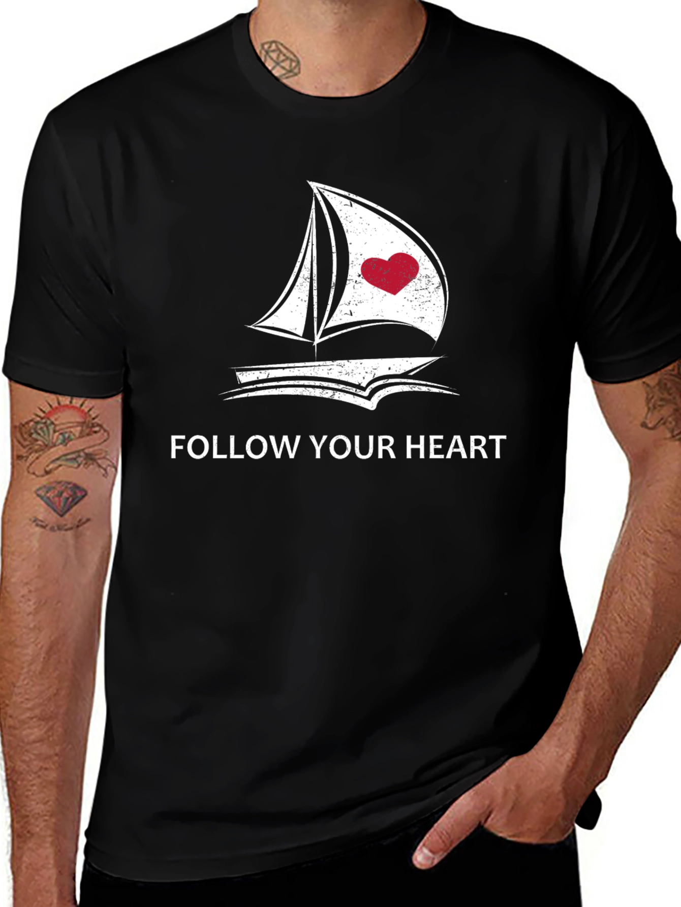Follow Your Heart Graphic Black T-Shirt