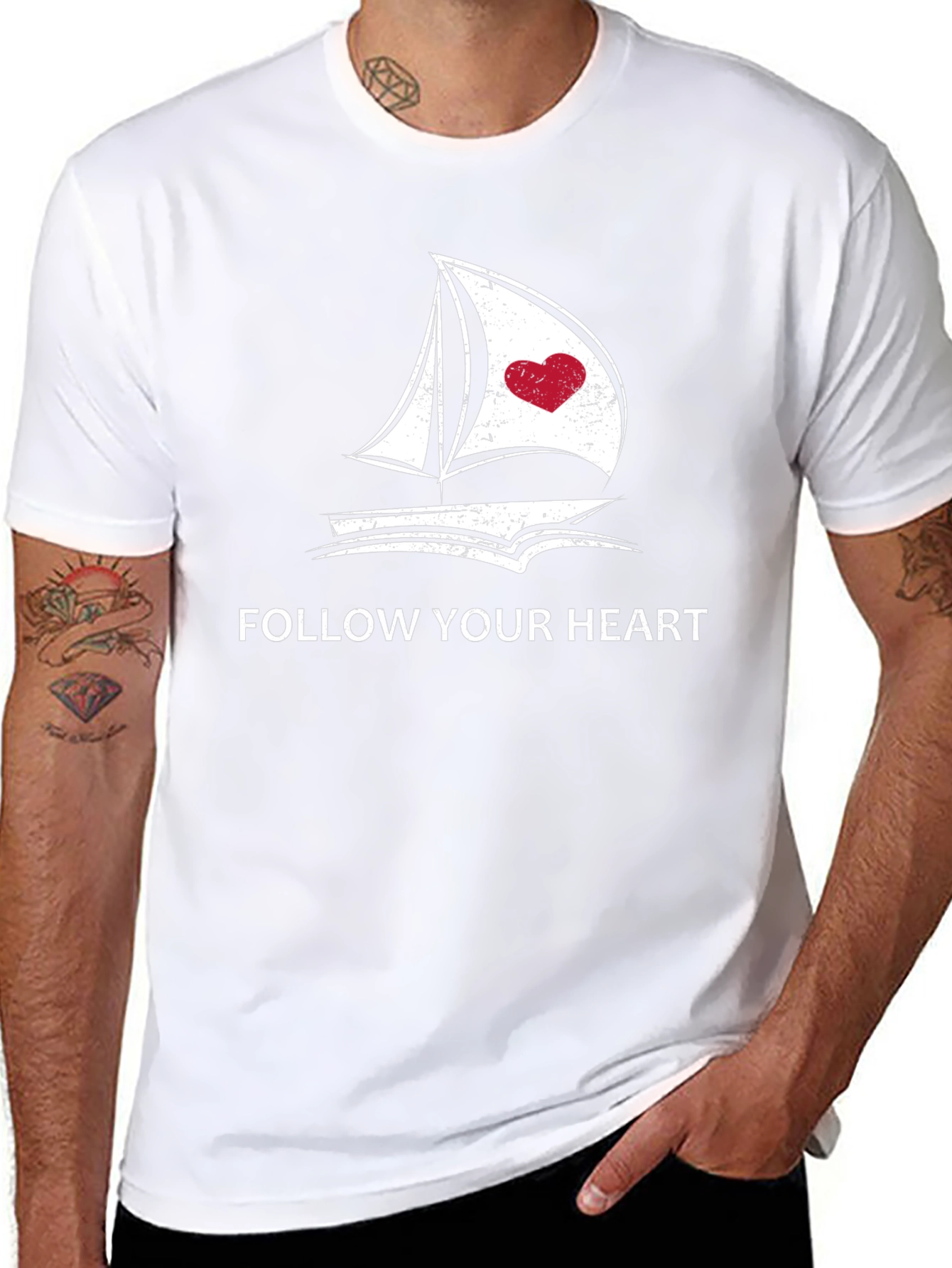 Follow Your Heart Graphic Black T-Shirt