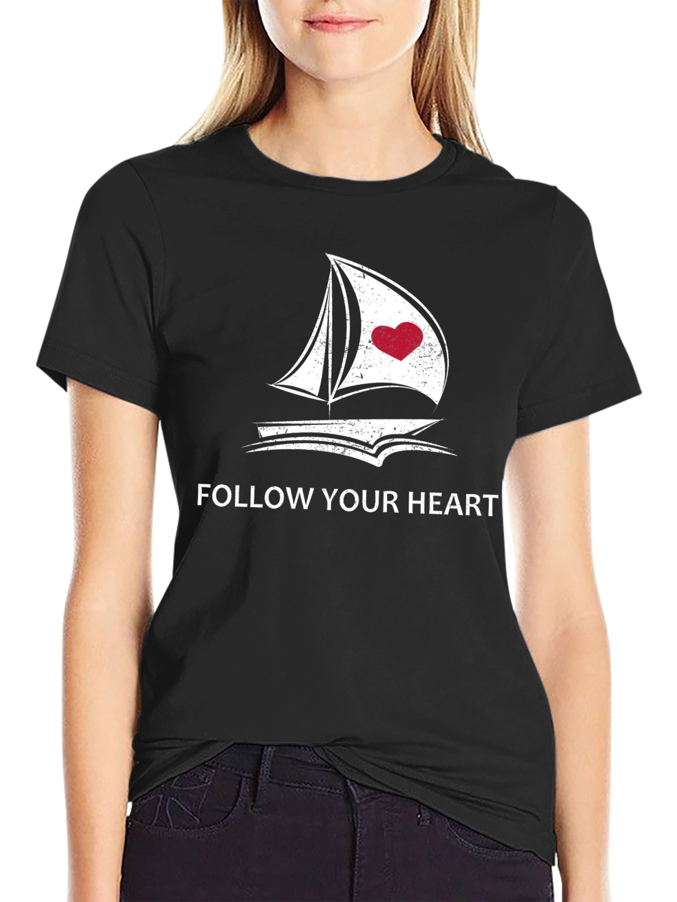 Follow Your Heart Graphic Black T-Shirt