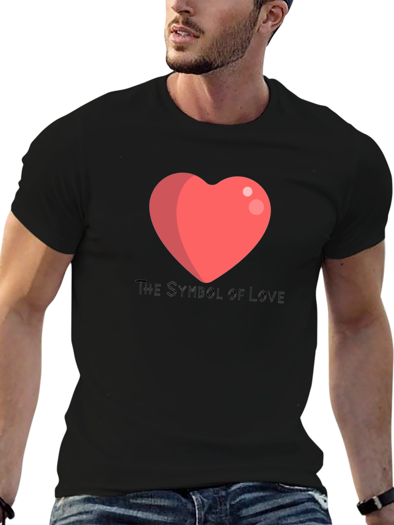 Love Symbol T-Shirt - Black Cotton Blend