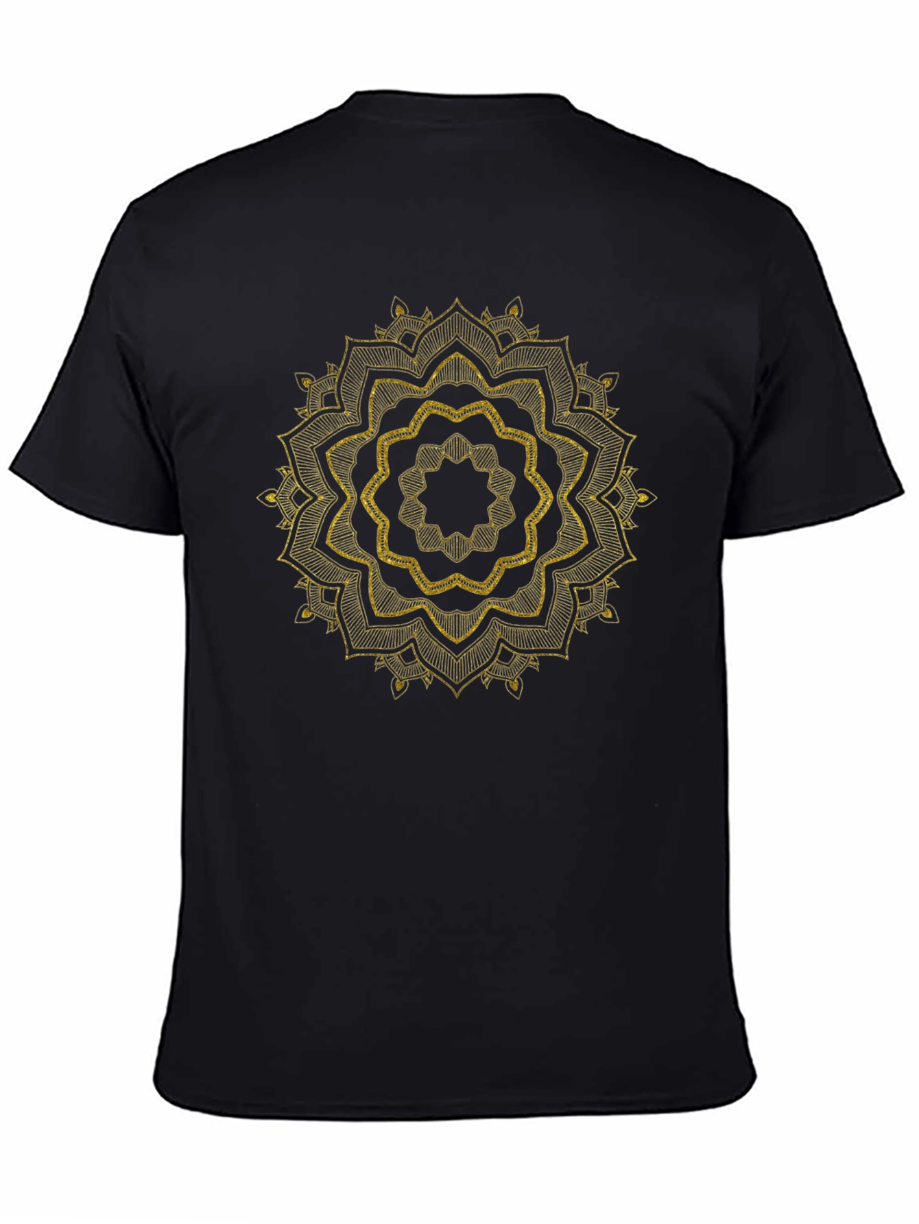 Mens Black Tee with Golden Mandala Design