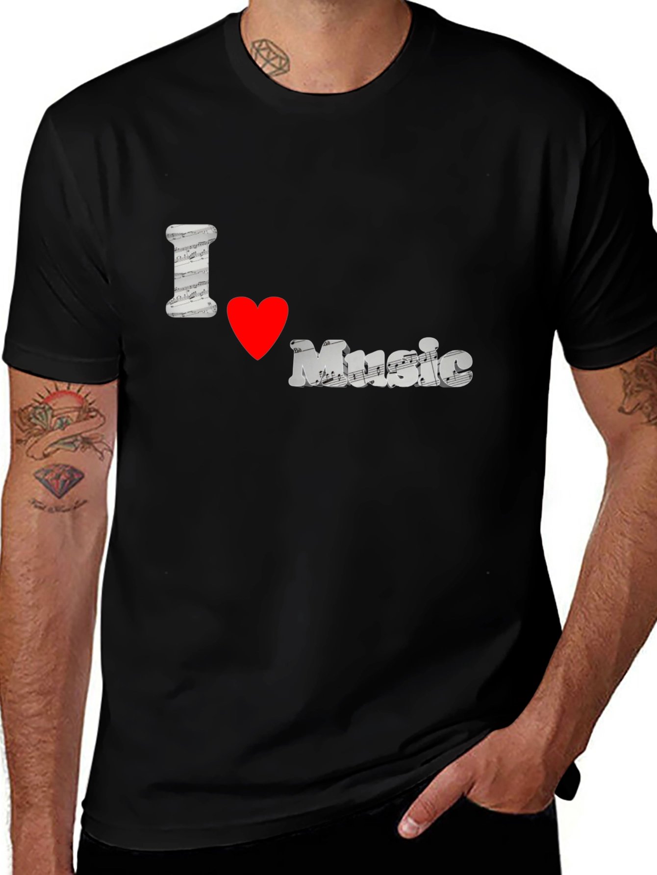 I Love Music Black T-Shirt