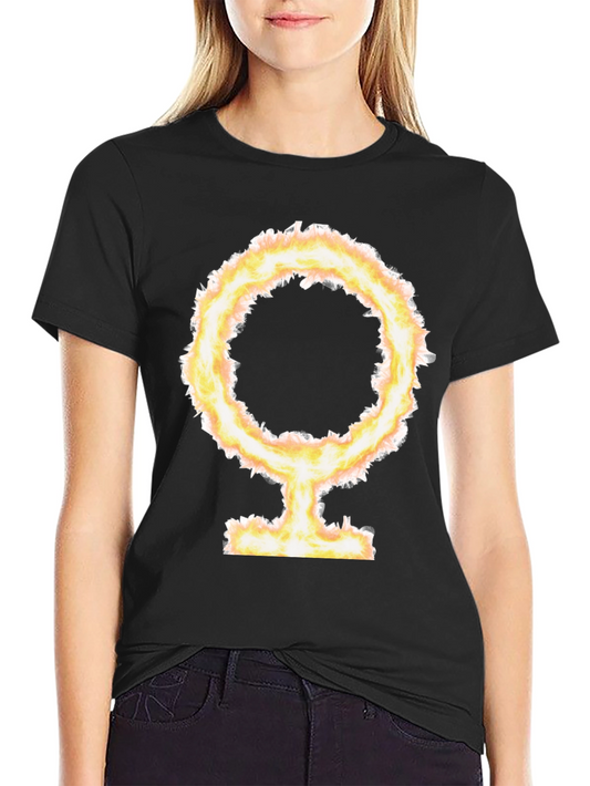 Fiery Female Symbol Black T-Shirt