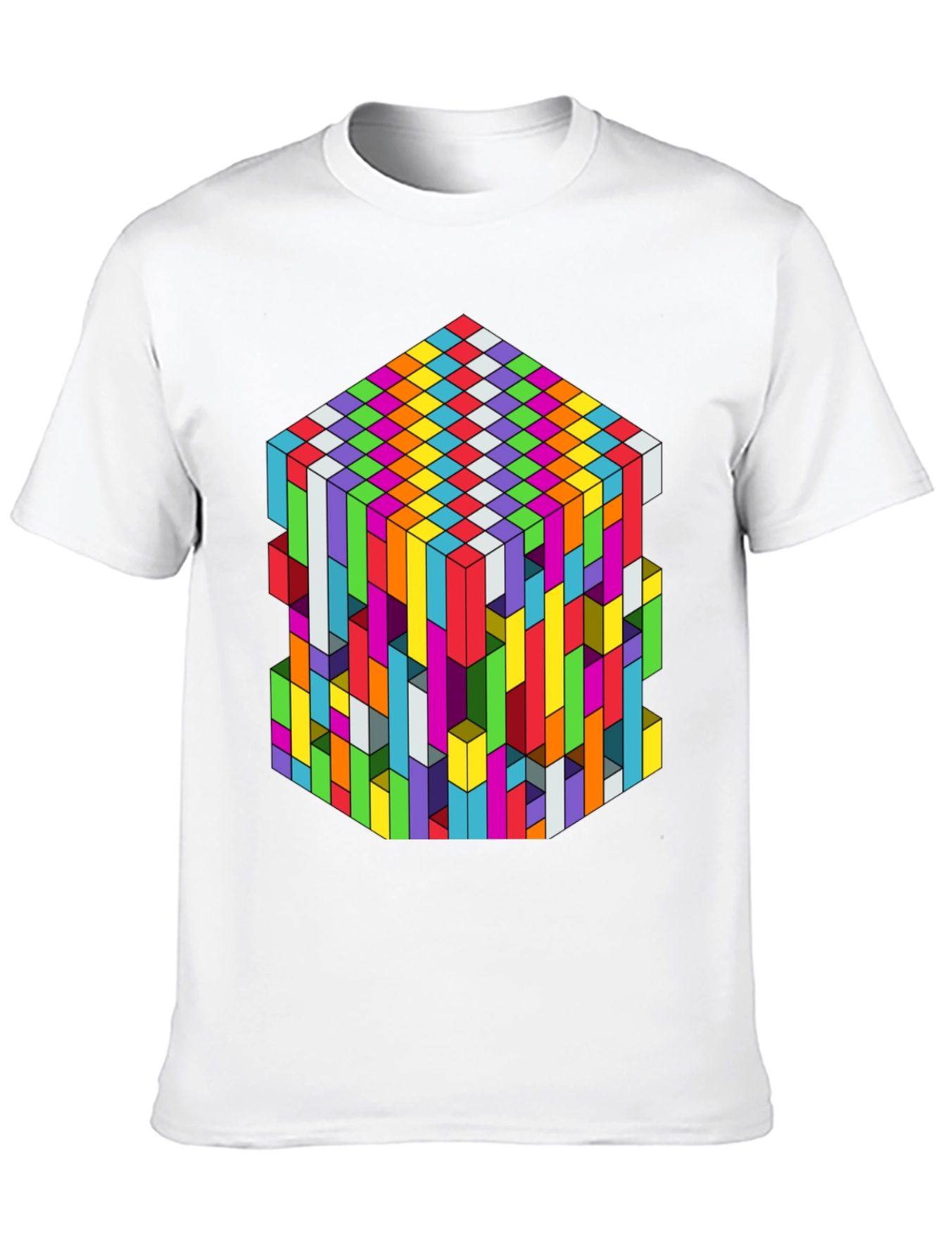 Geometric Illusion Cube Graphic Tee - Black
