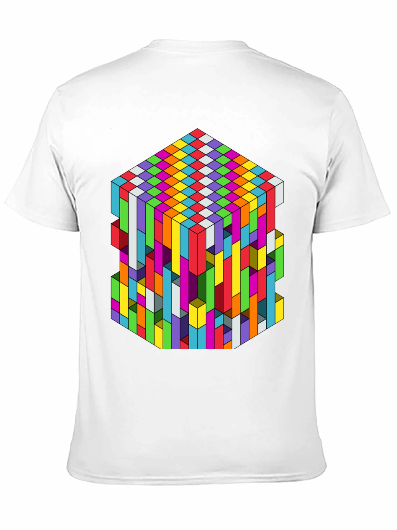 Geometric Illusion Cube Graphic Tee - Black