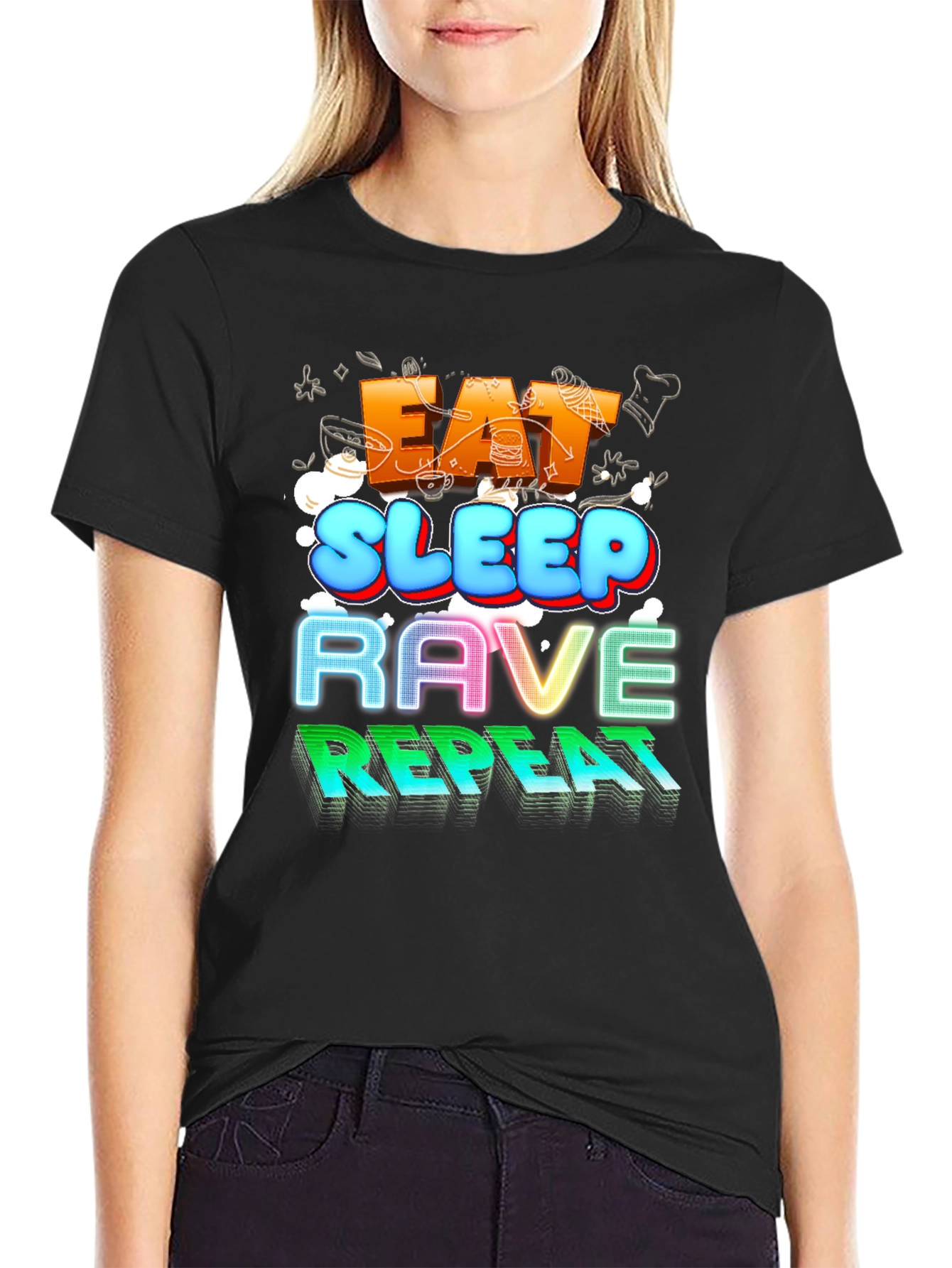 Eat Sleep Rave Repeat Graphic Tee