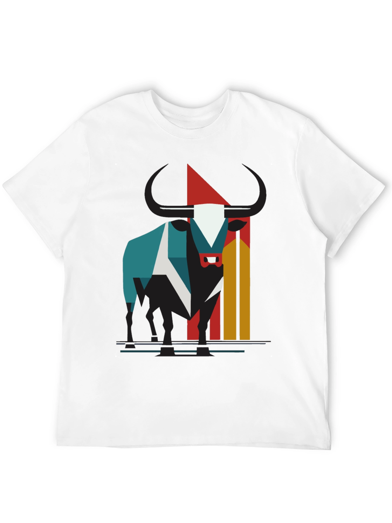 Abstract Bull Graphic Tee - Modern Style