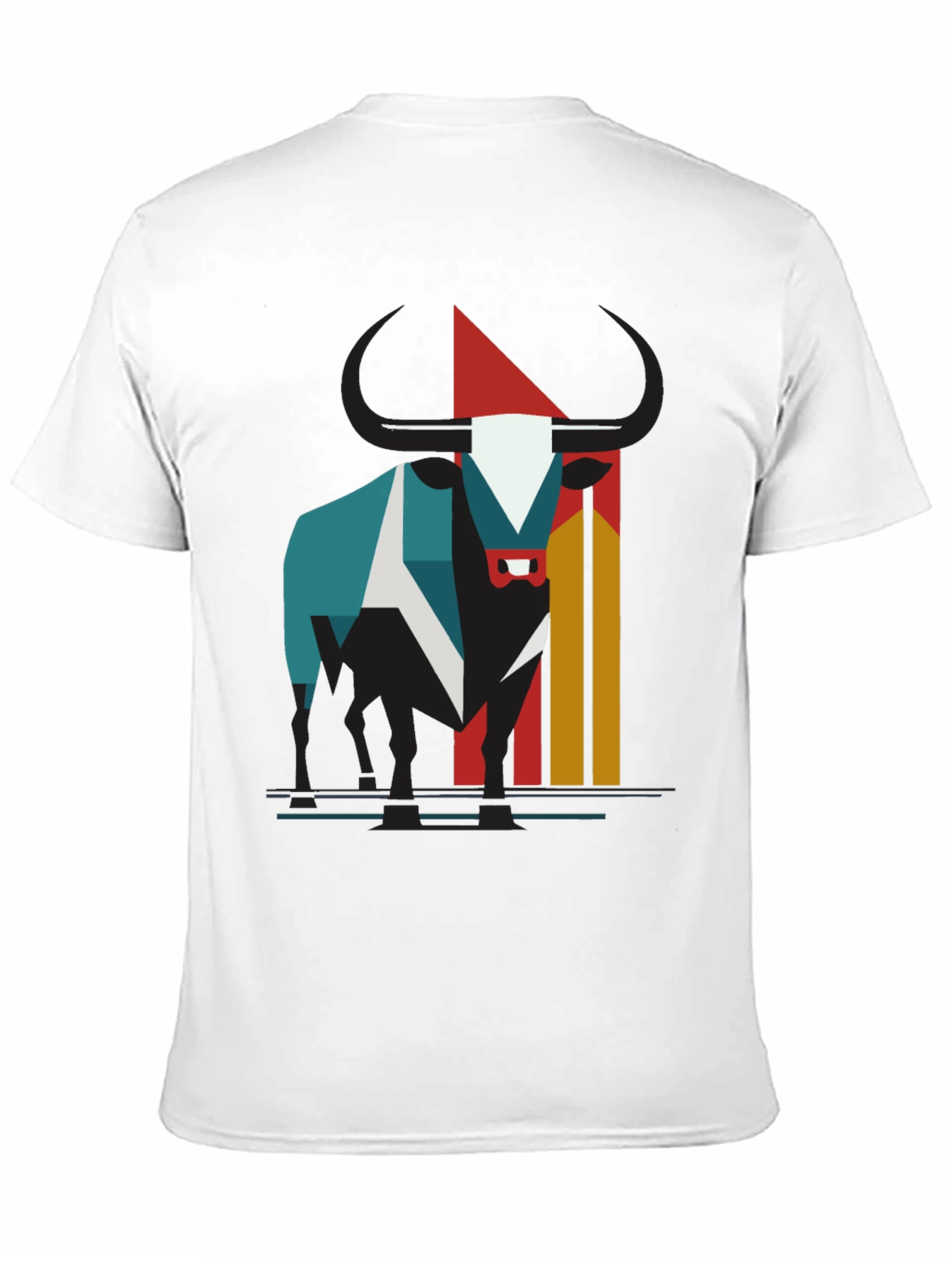 Abstract Bull Graphic Tee - Modern Style