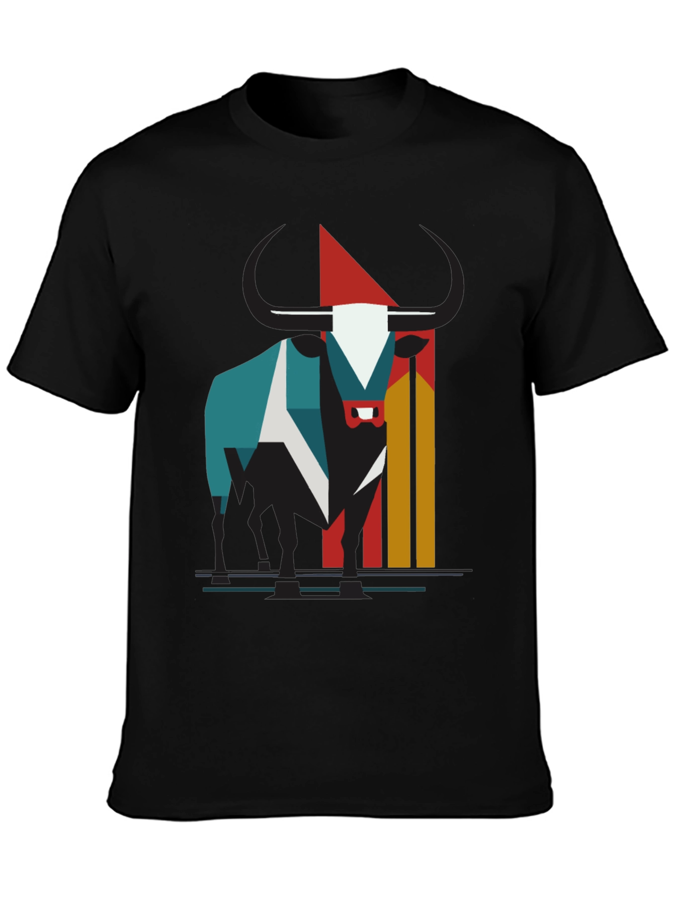 Abstract Bull Graphic Tee - Modern Style