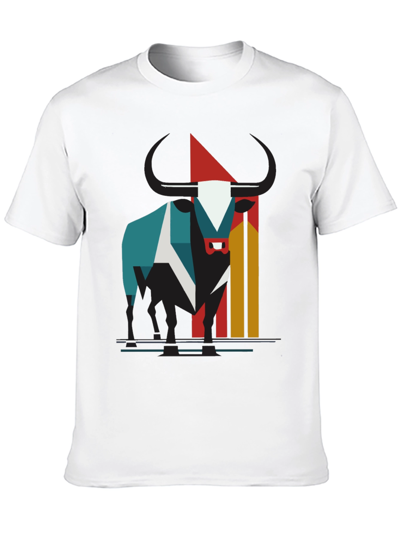 Abstract Bull Graphic Tee - Modern Style