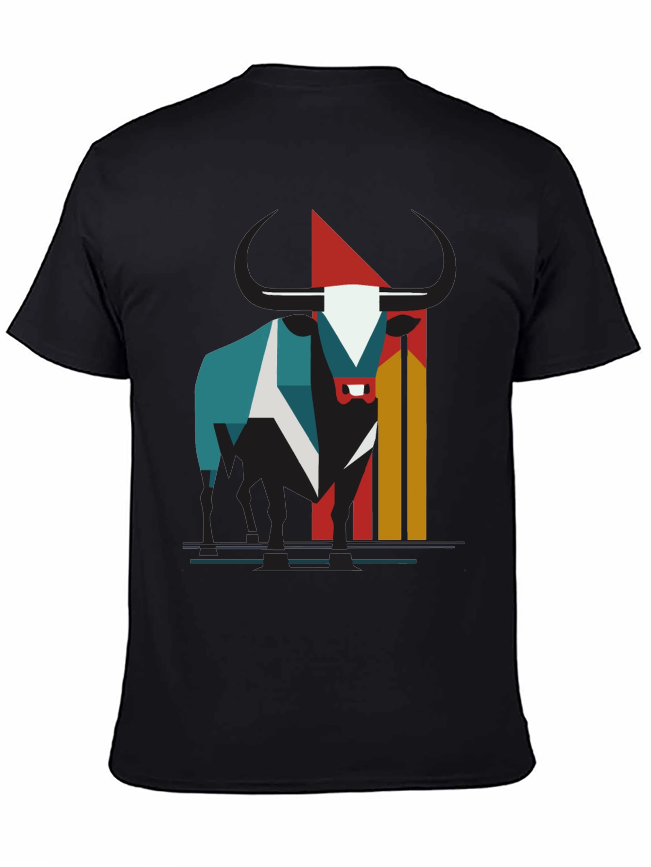 Abstract Bull Graphic Tee - Modern Style