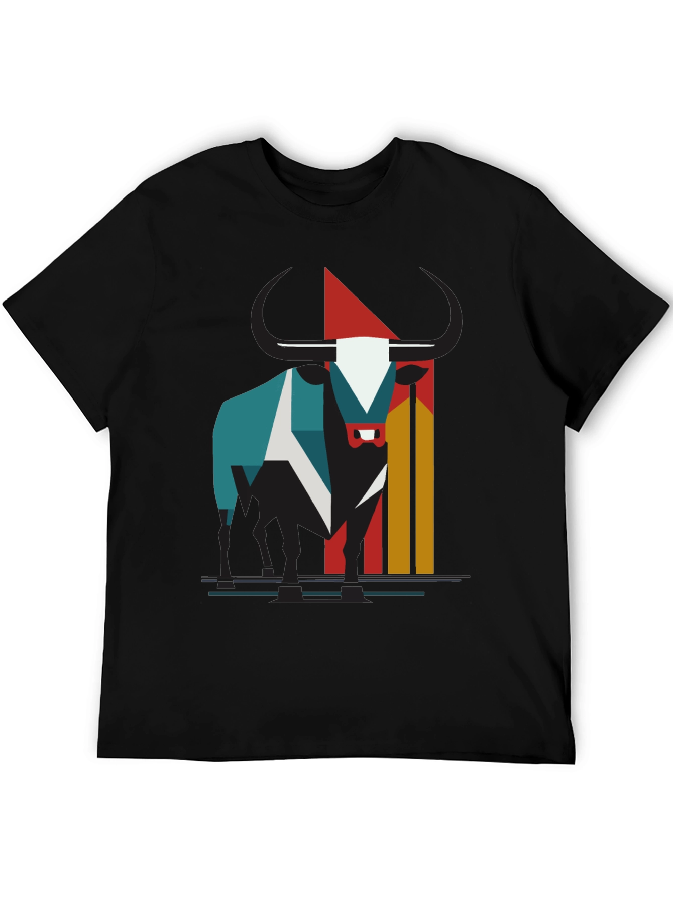 Abstract Bull Graphic Tee - Modern Style