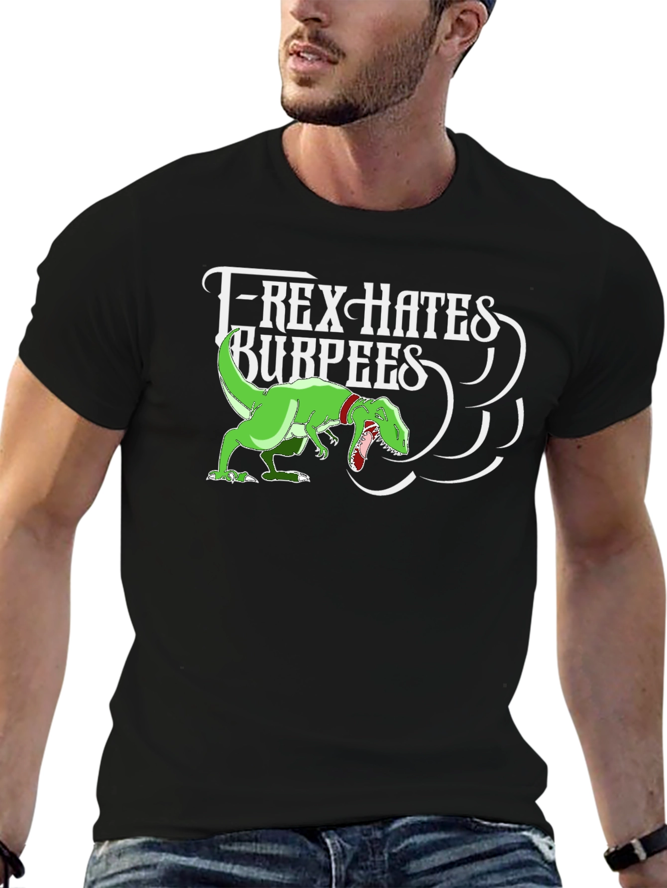 T-Rex Hates Burpees Graphic Tee - Black