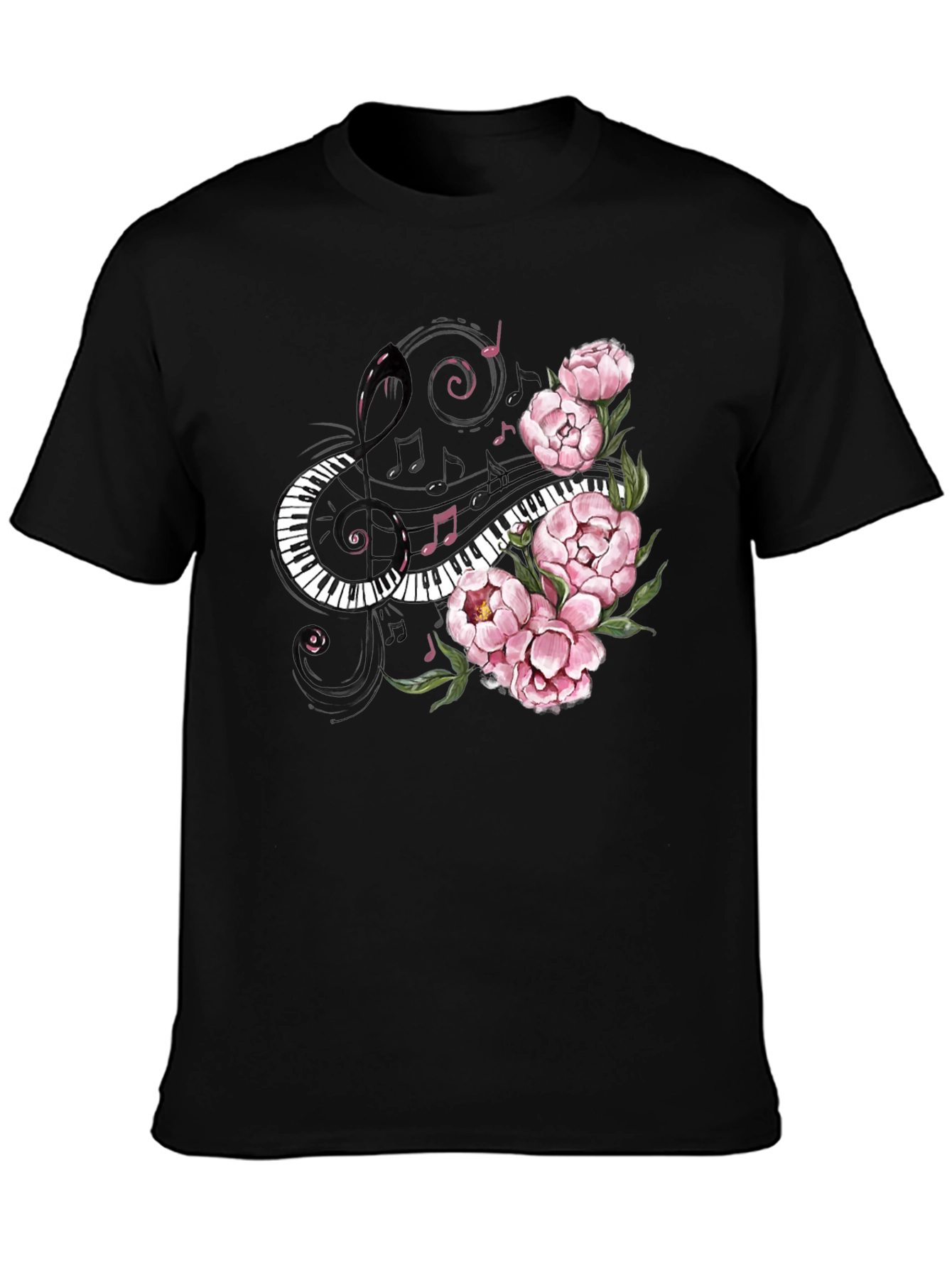 Floral Piano Music T-Shirt - Unique Musician Tee
