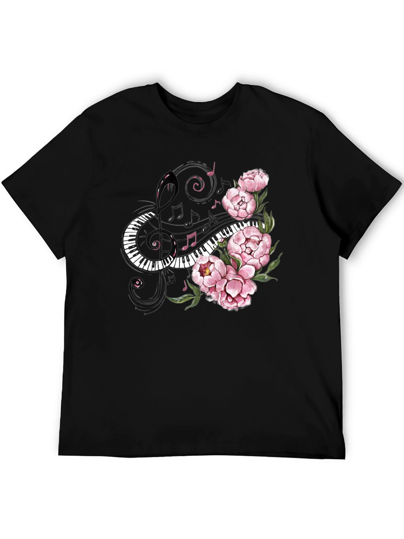 Floral Piano Music T-Shirt - Unique Musician Tee