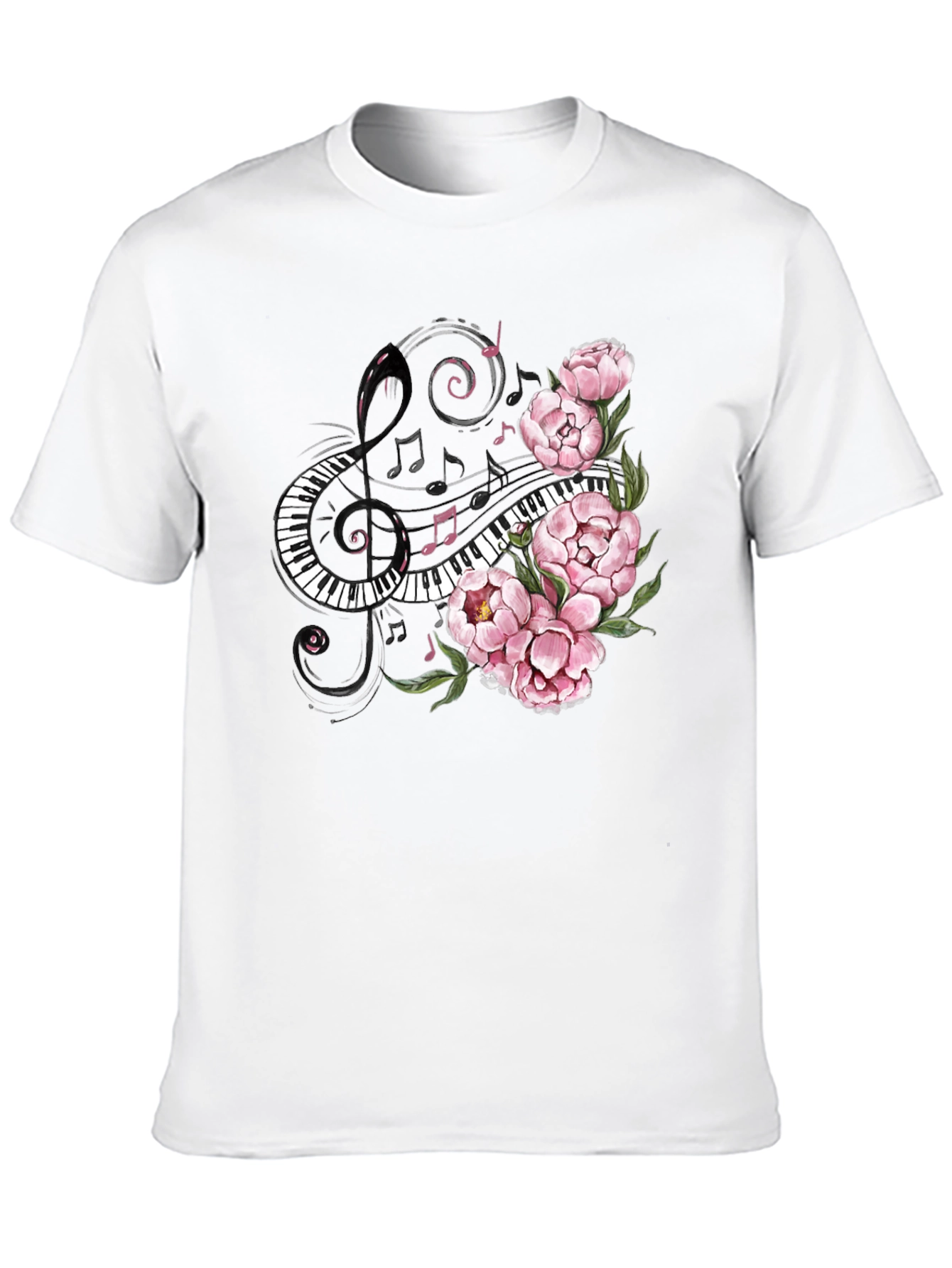 Floral Piano Music T-Shirt - Unique Musician Tee