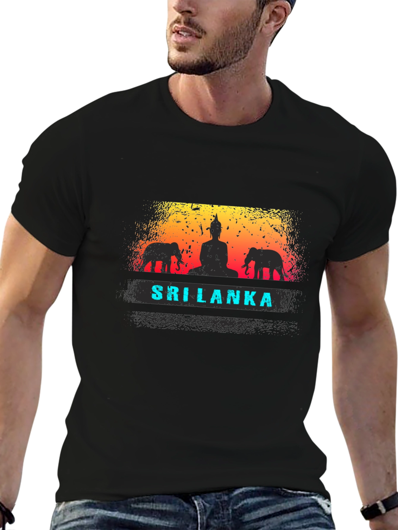 Sri Lanka T-Shirt: Buddha and Elephants Graphic Tee