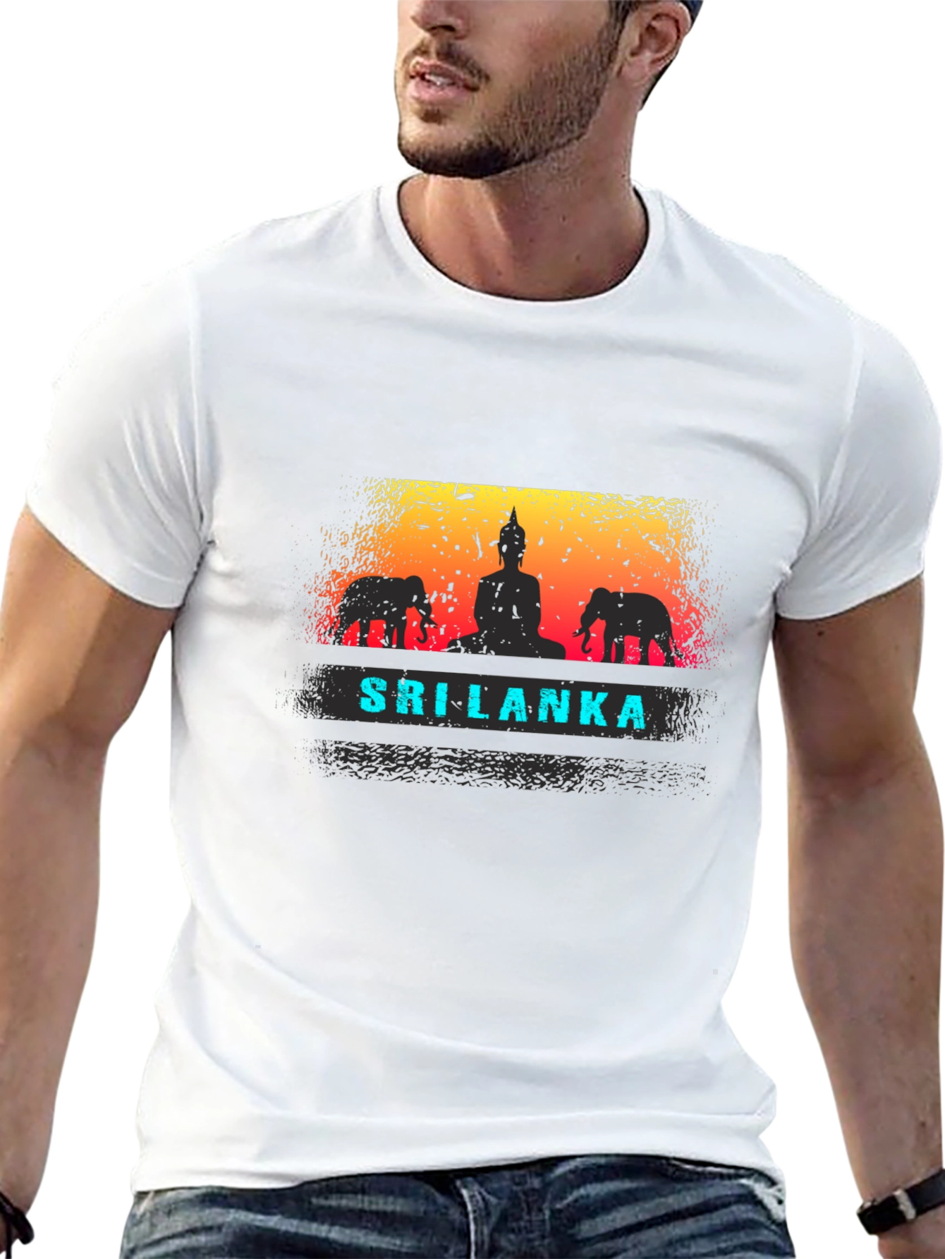 Sri Lanka T-Shirt: Buddha and Elephants Graphic Tee