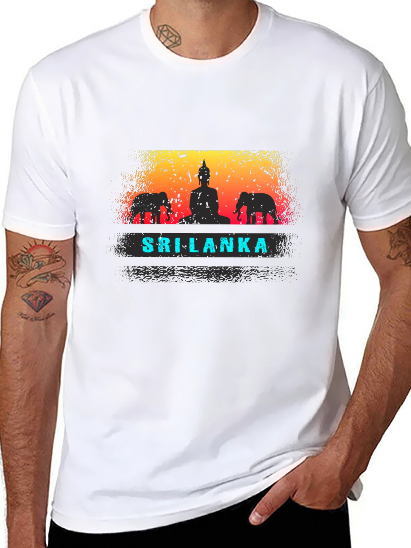 Sri Lanka T-Shirt: Buddha and Elephants Graphic Tee