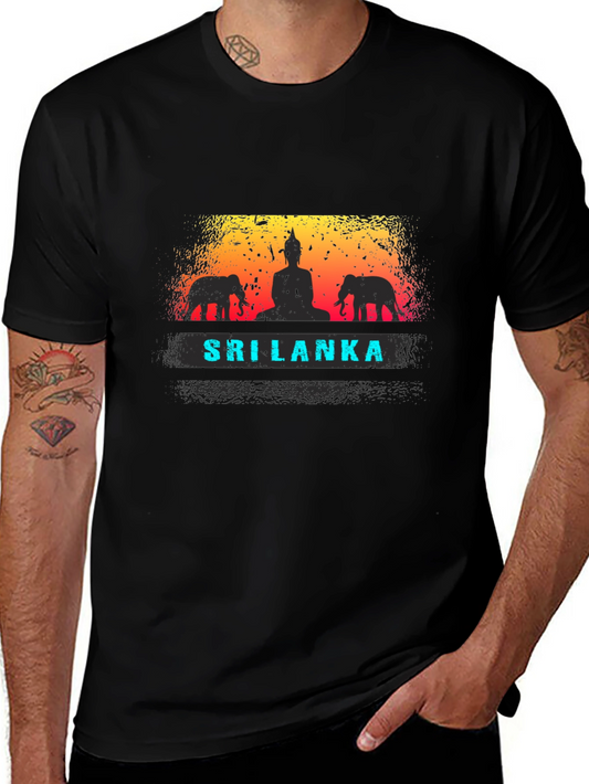 Sri Lanka T-Shirt: Buddha and Elephants Graphic Tee