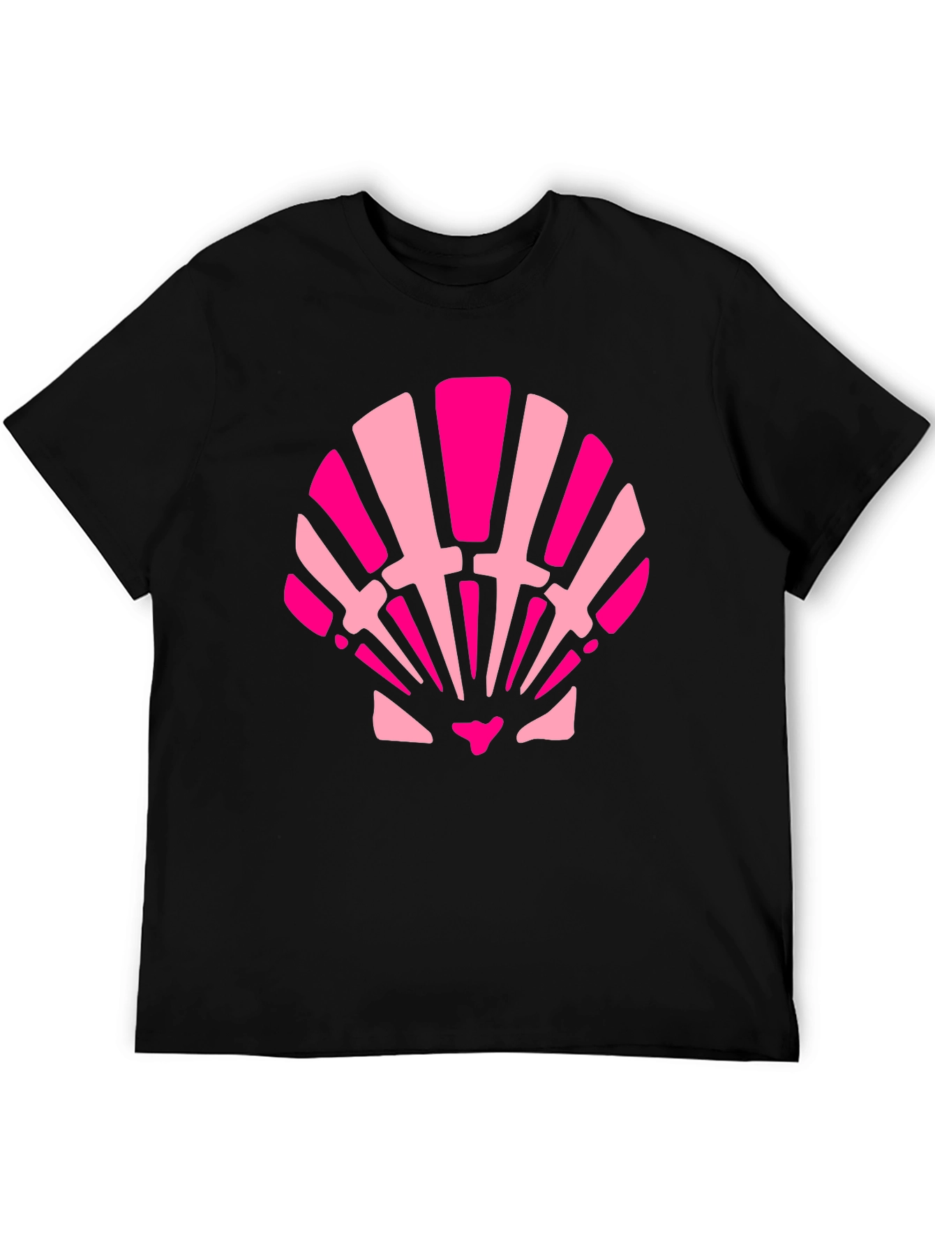 Pink Seashell Graphic Tee - Black Cotton Blend