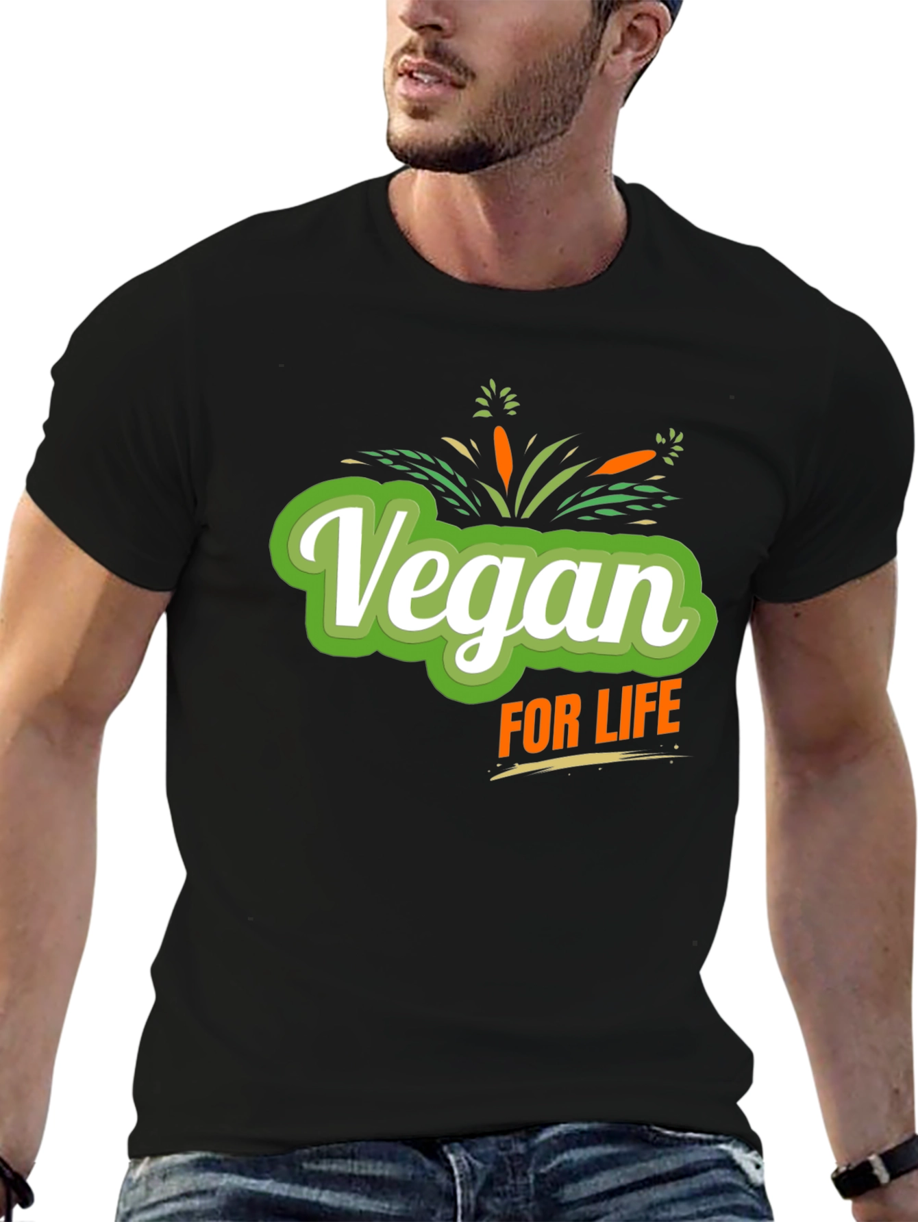 Vegan For Life Graphic Tee - Black
