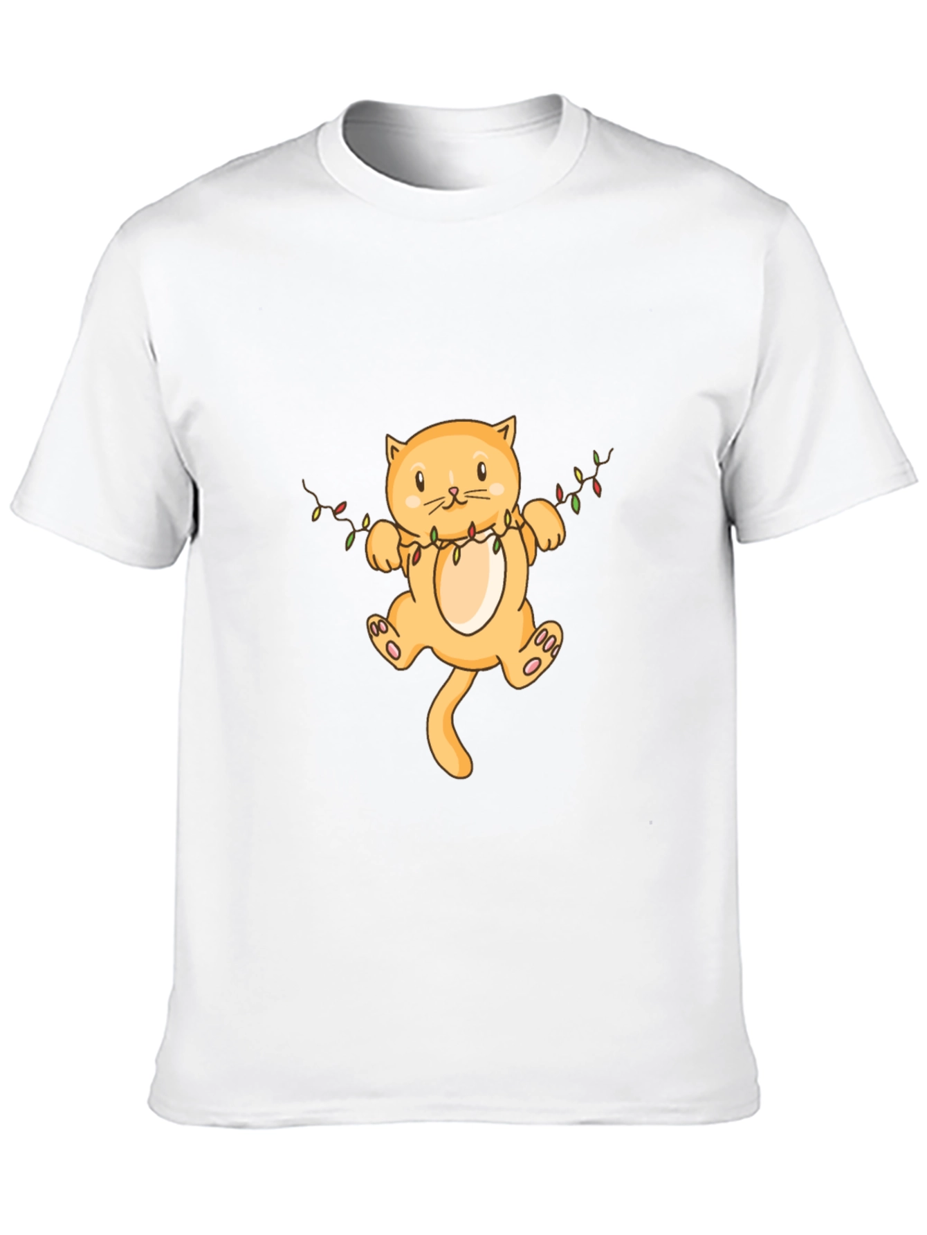 Festive Cat Graphic Tee - Black