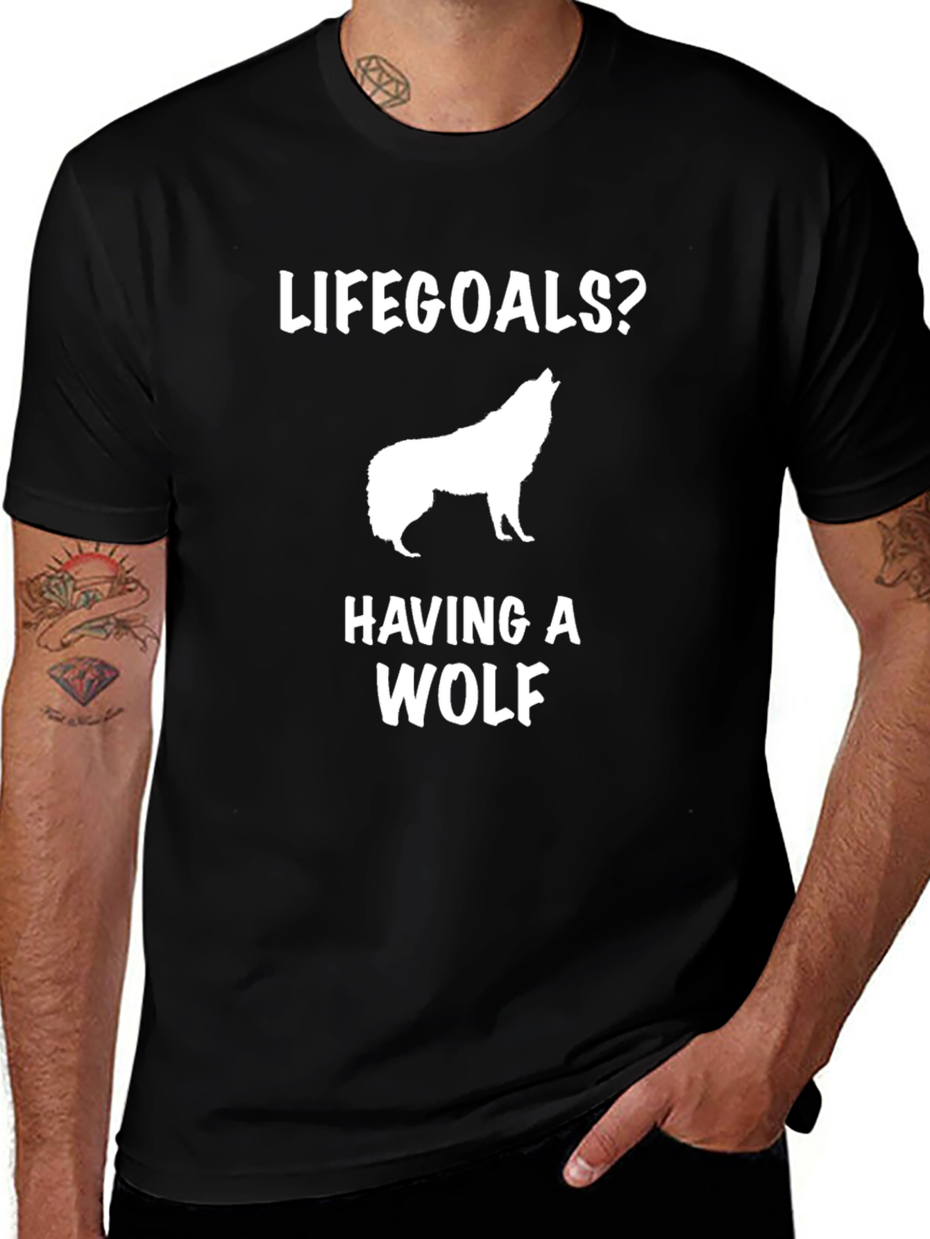 Life Goals Wolf T-Shirt - Black Graphic Tee