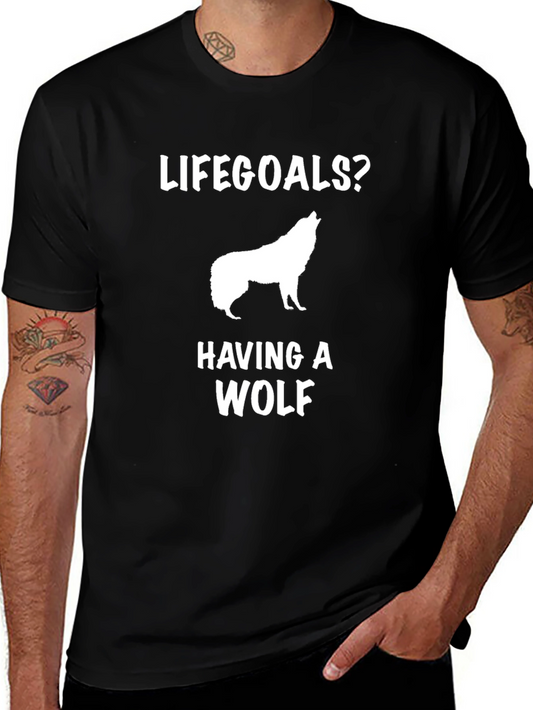 Life Goals Wolf T-Shirt - Black Graphic Tee