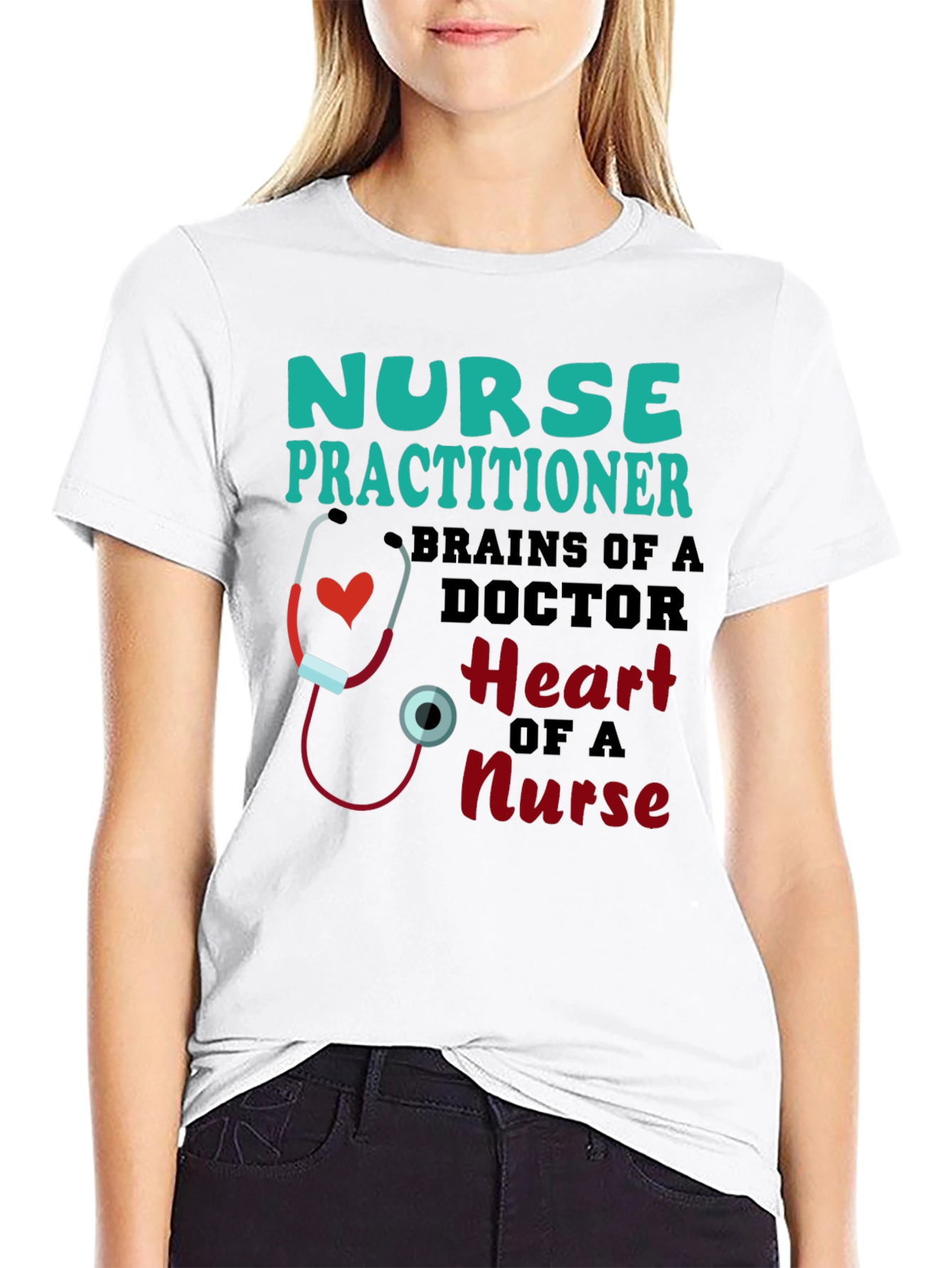 Nurse Practitioner T-Shirt - Brains and Heart Design