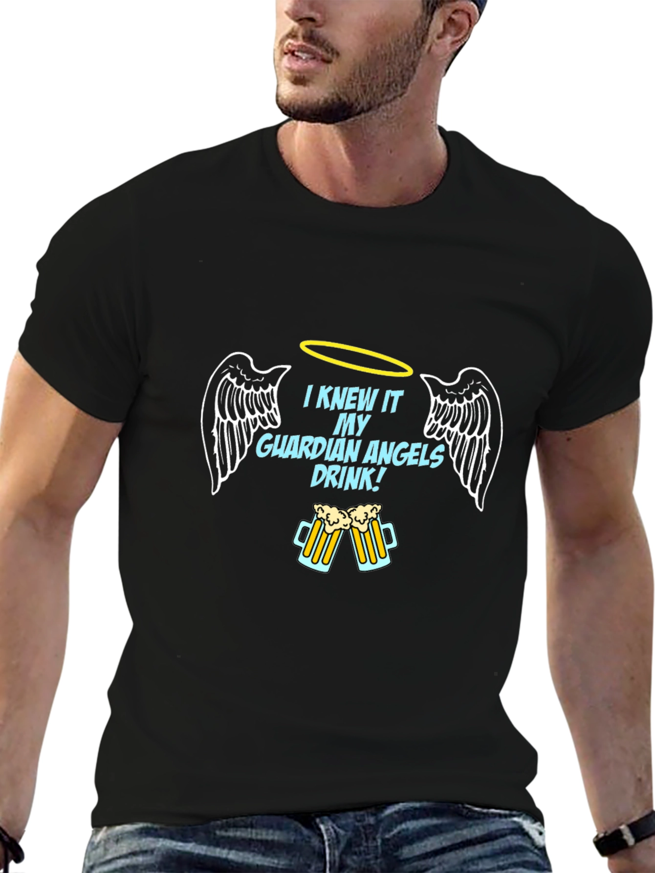 Guardian Angel Drink Black T-Shirt