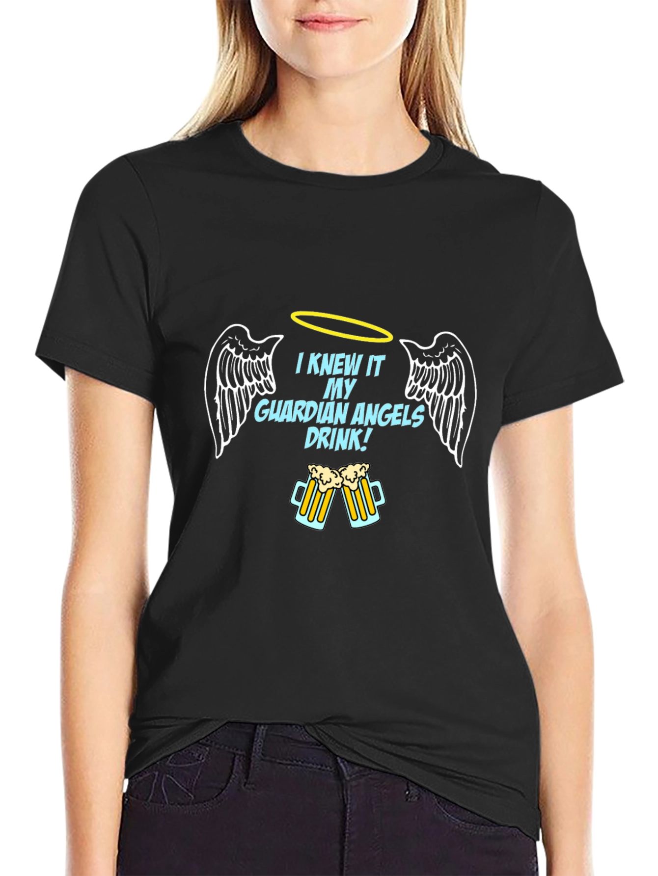 Guardian Angel Drink Black T-Shirt
