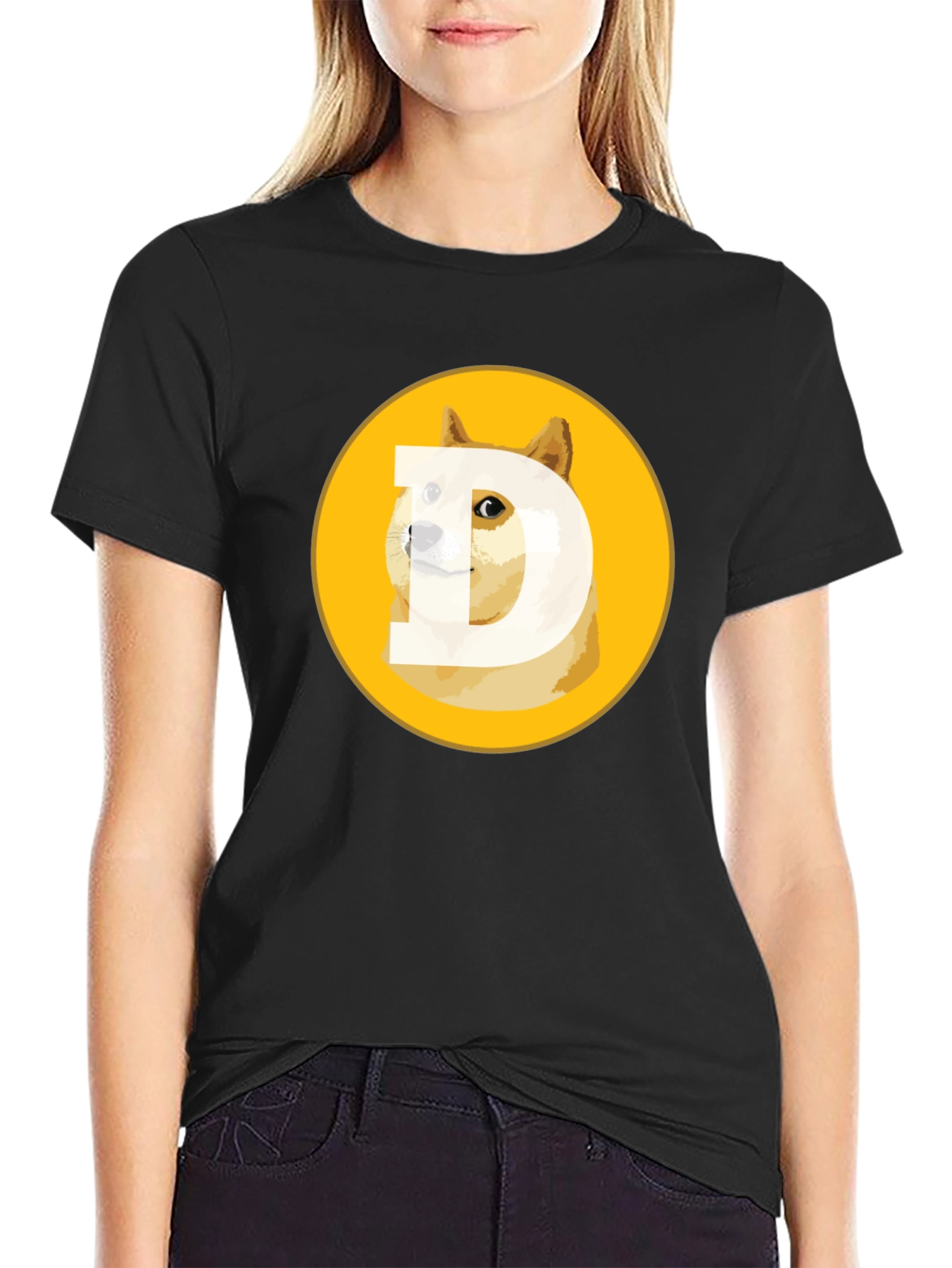 Dogecoin D Logo Black T-Shirt