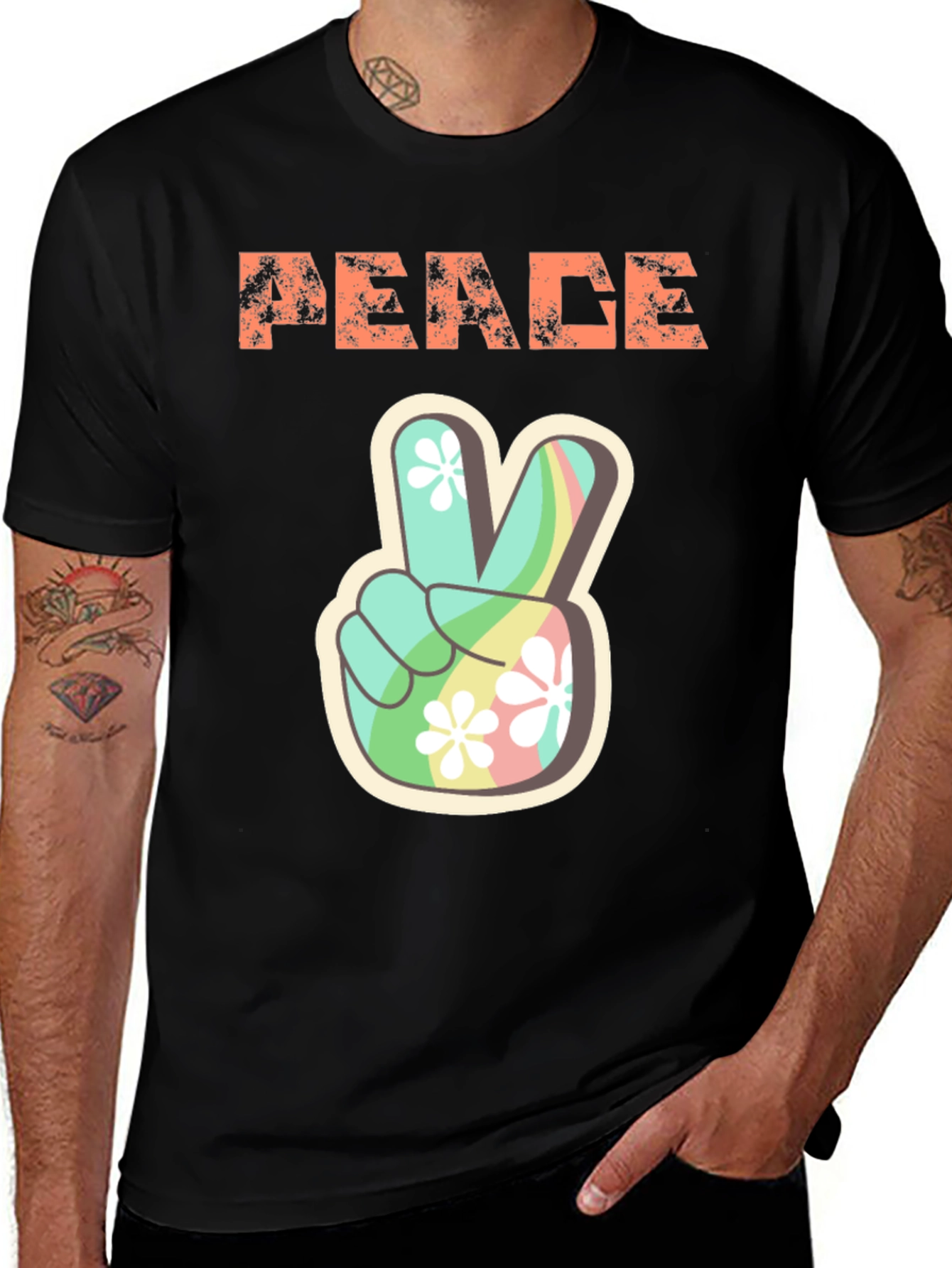 Peace Sign Graphic Tee - Retro Hippie Style