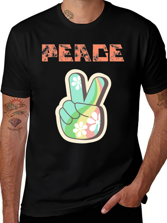 Peace Sign Graphic Tee - Retro Hippie Style