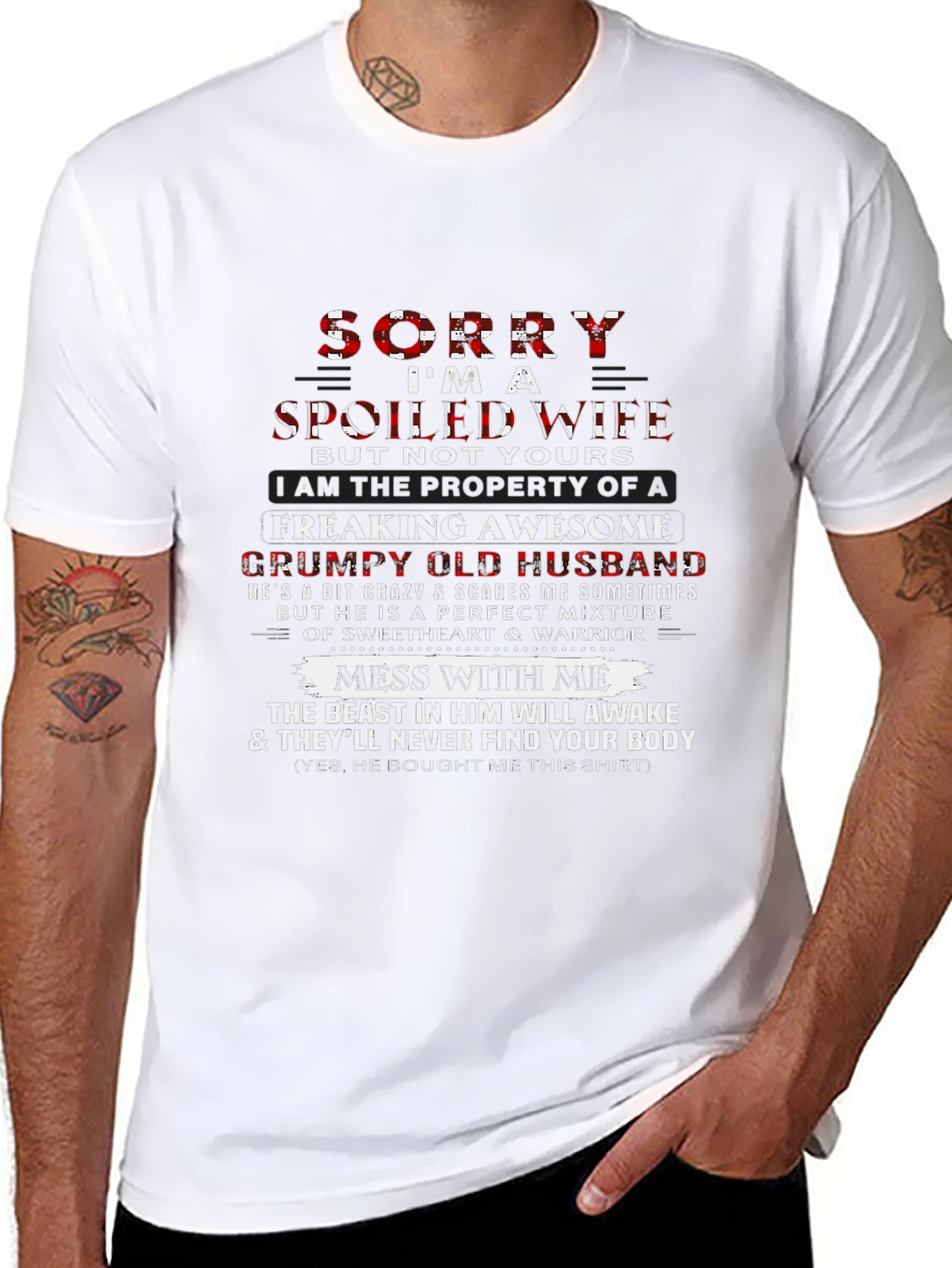 Spoiled Wife Grumpy Husband Funny Graphic T-Shirt