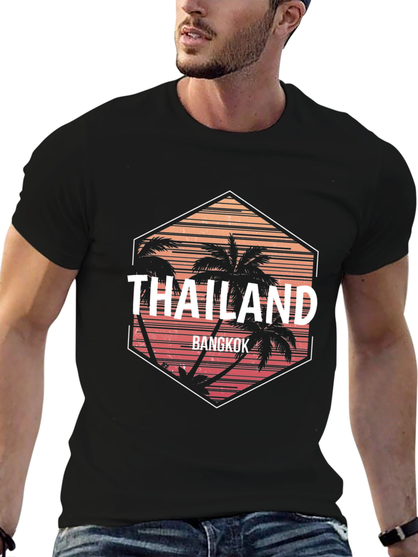 Thailand Bangkok Palm Tree Graphic T-Shirt