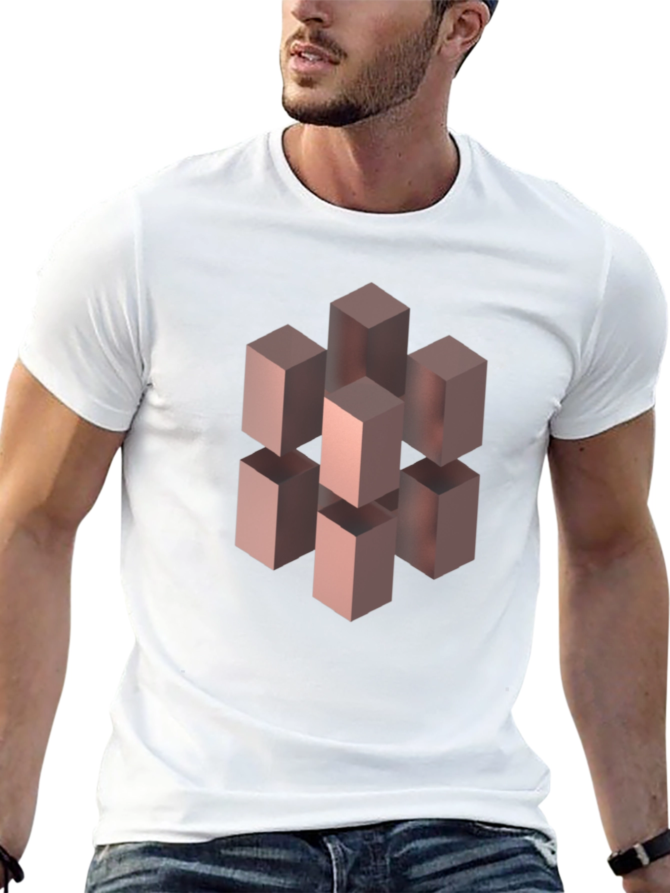 Optical Illusion Cube Graphic Tee - Black