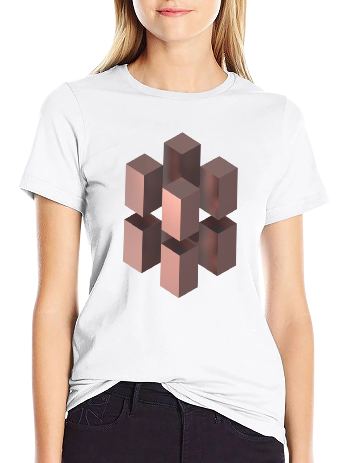 Optical Illusion Cube Graphic Tee - Black