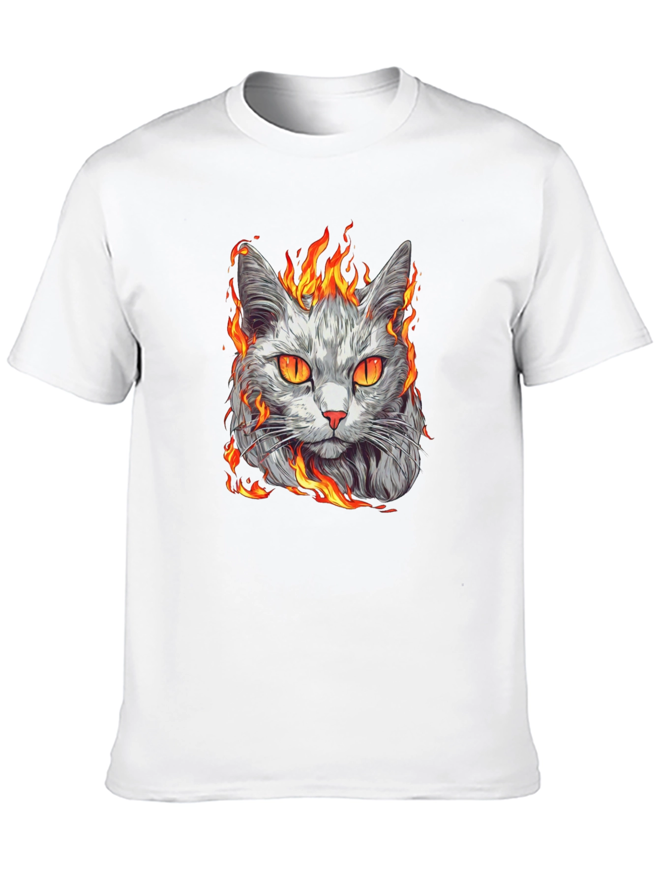 Fiery Cat Graphic T-Shirt