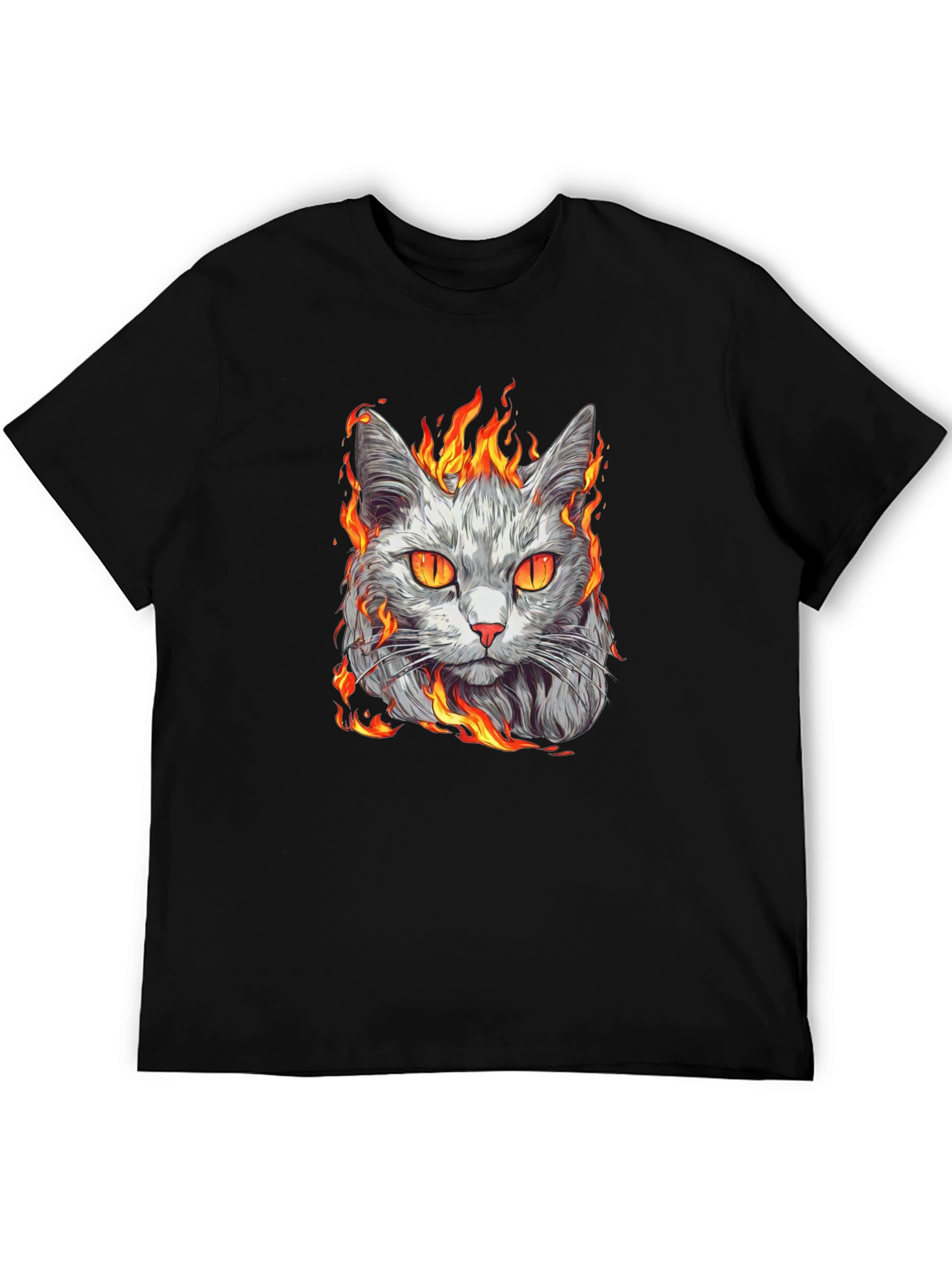 Fiery Cat Graphic T-Shirt