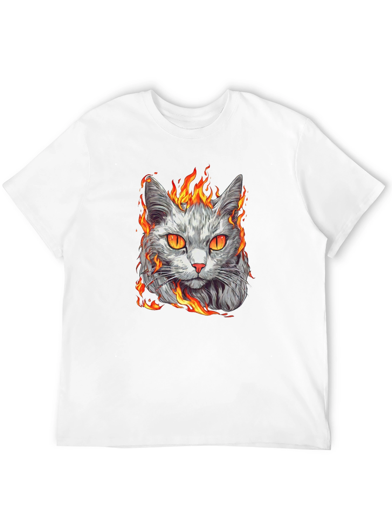 Fiery Cat Graphic T-Shirt